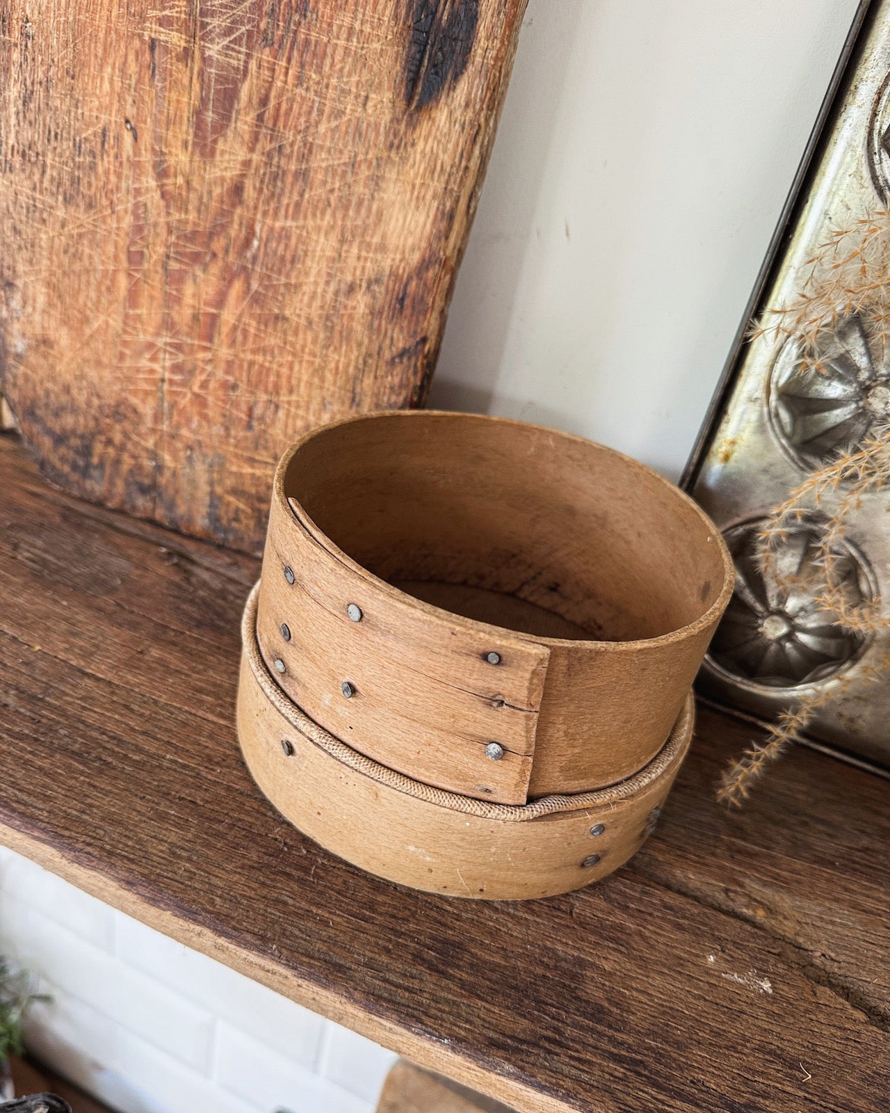 Small vintage bentwood sieve