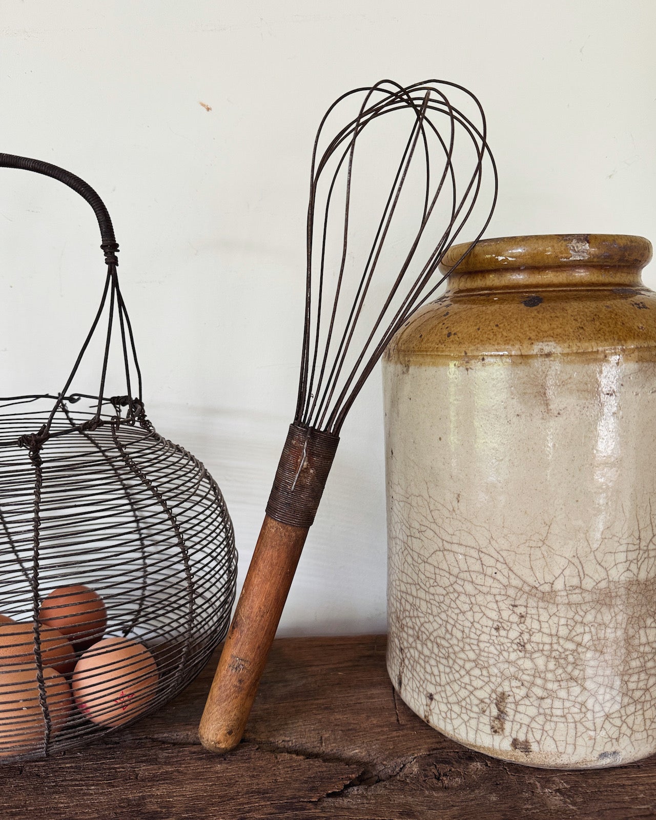 Vintage French extra large chef's whisk