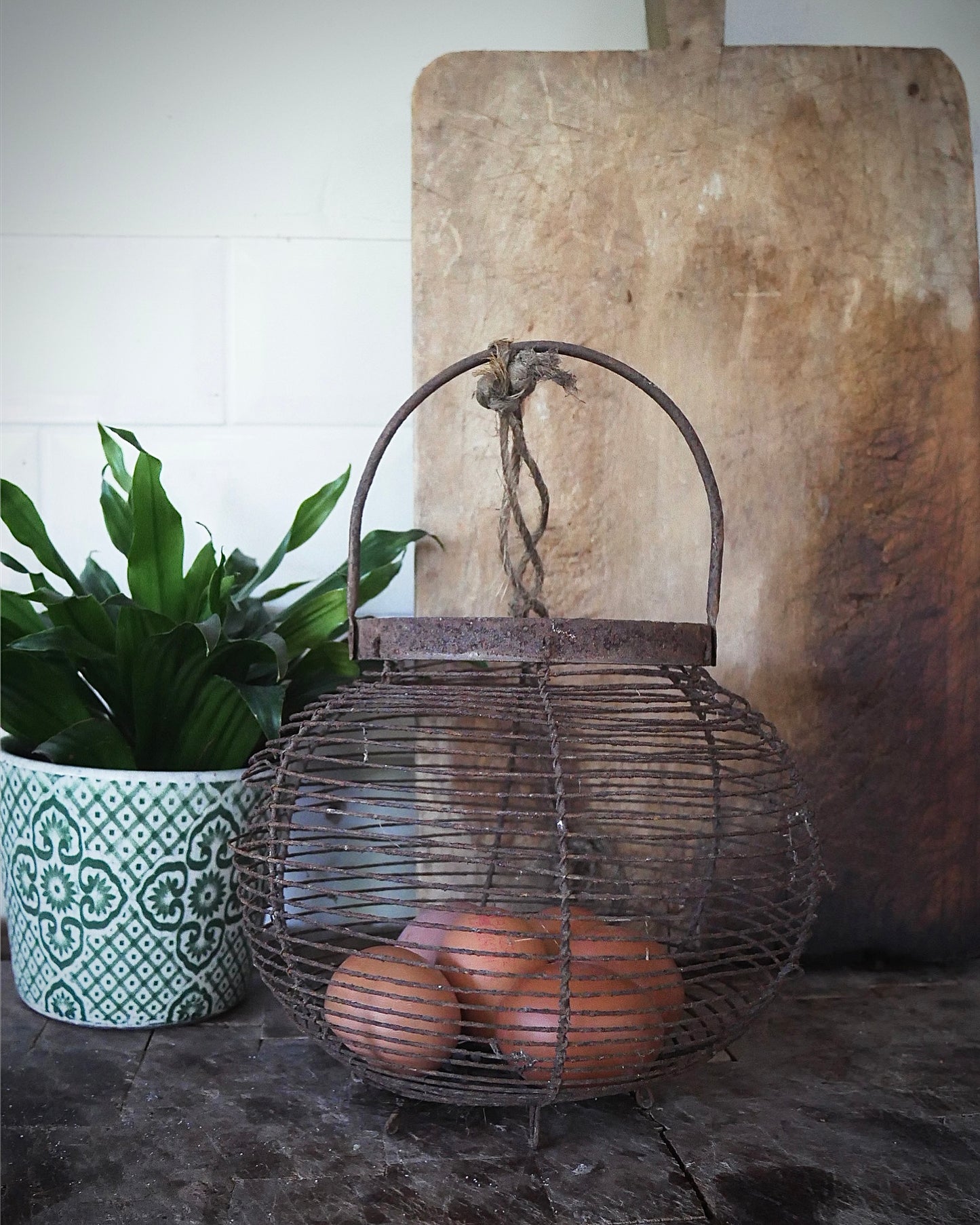 Vintage French egg basket