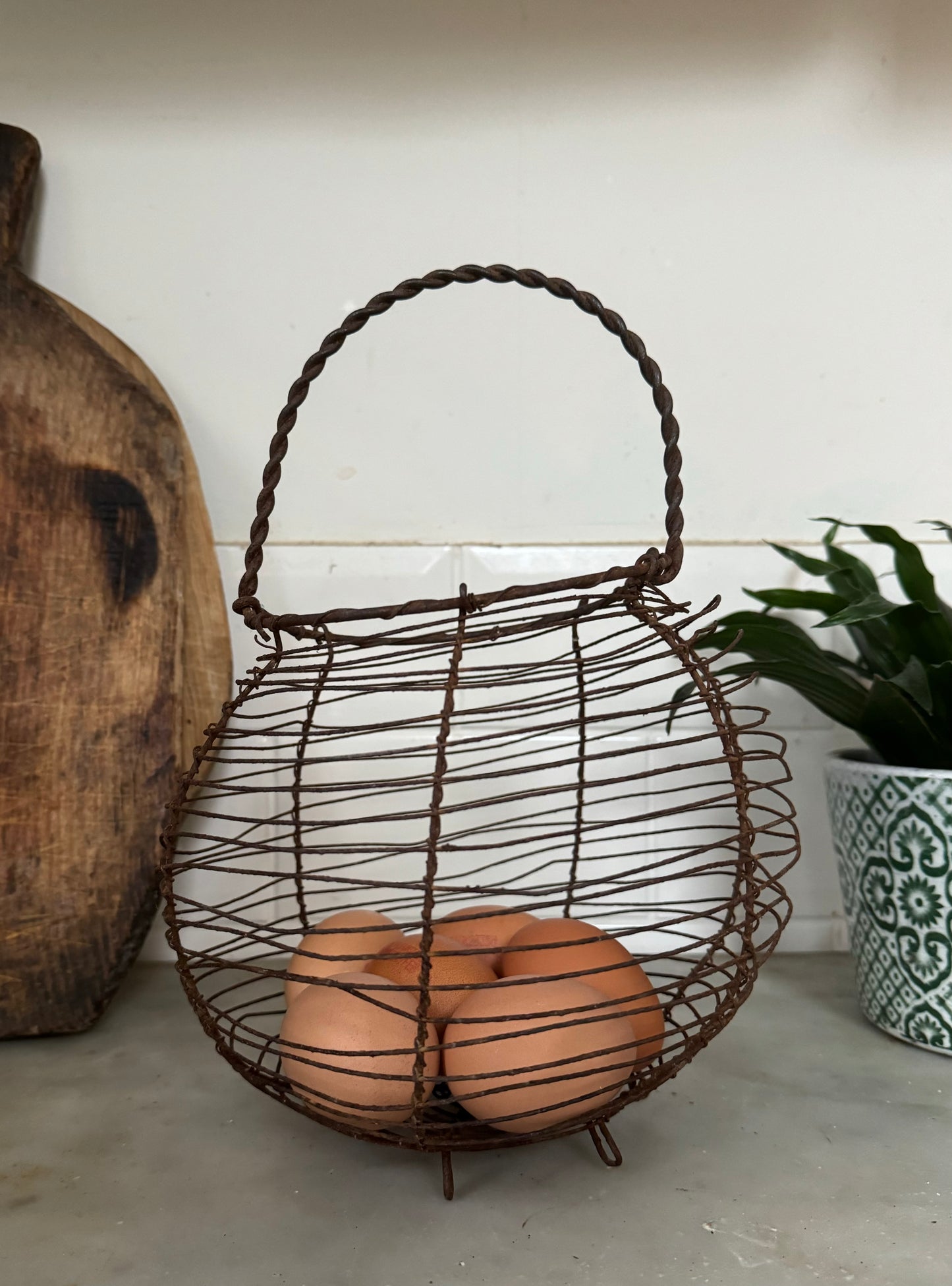 Vintage French wire egg basket
