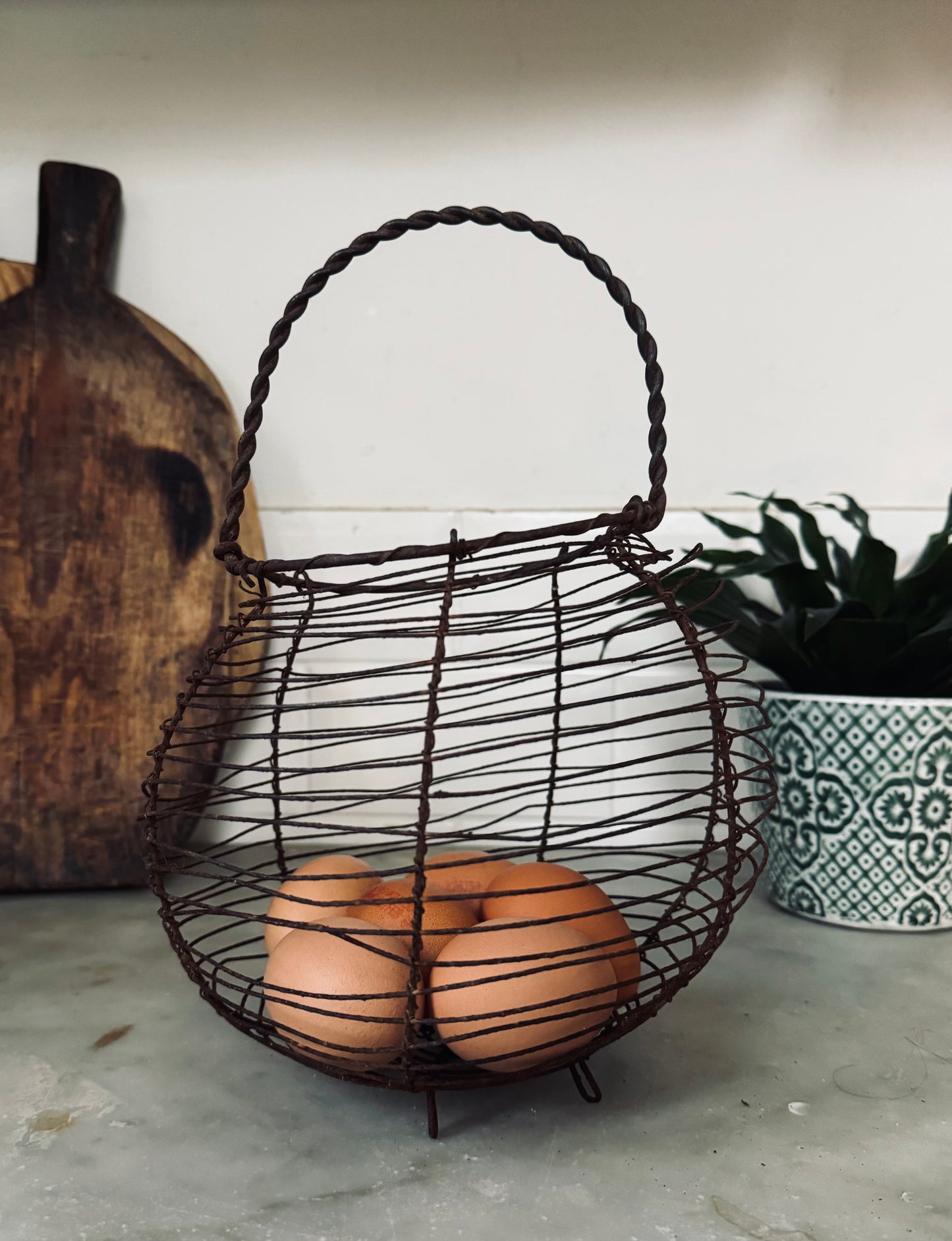 Vintage French wire egg basket