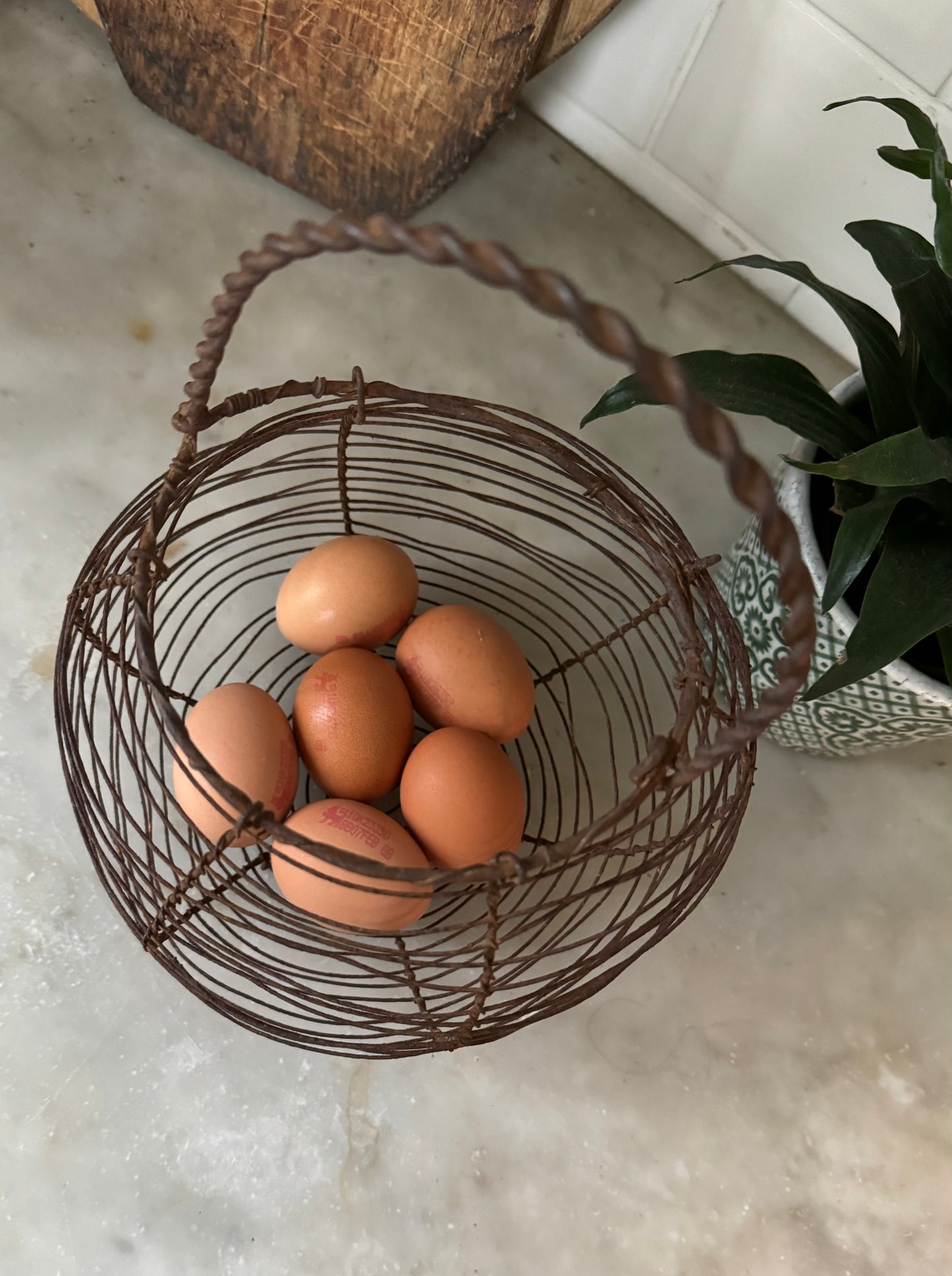 Vintage French wire egg basket