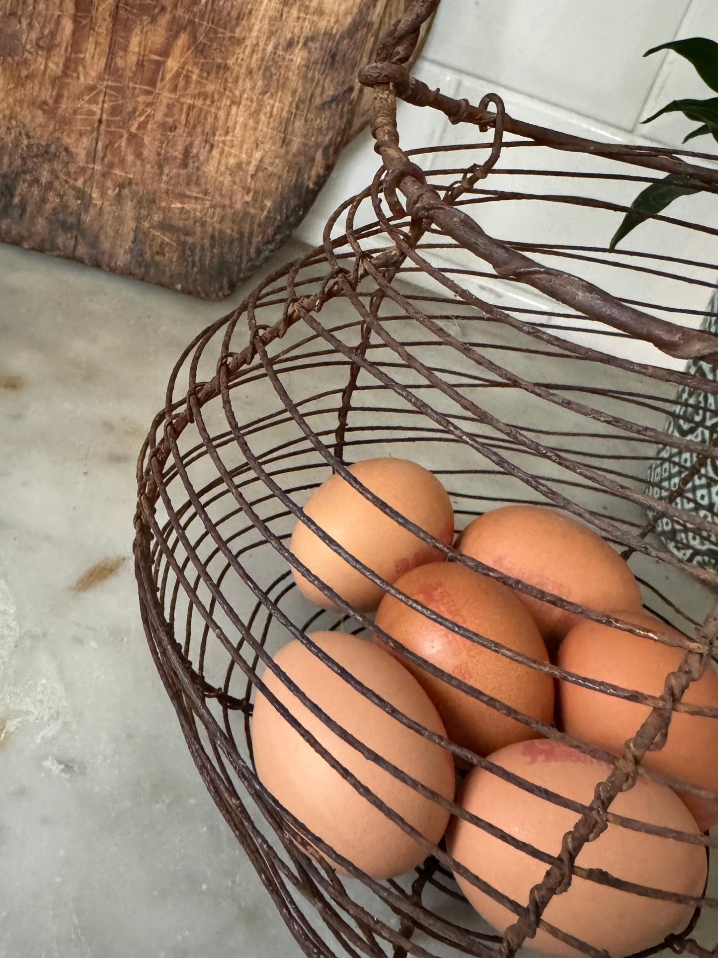 Vintage French wire egg basket