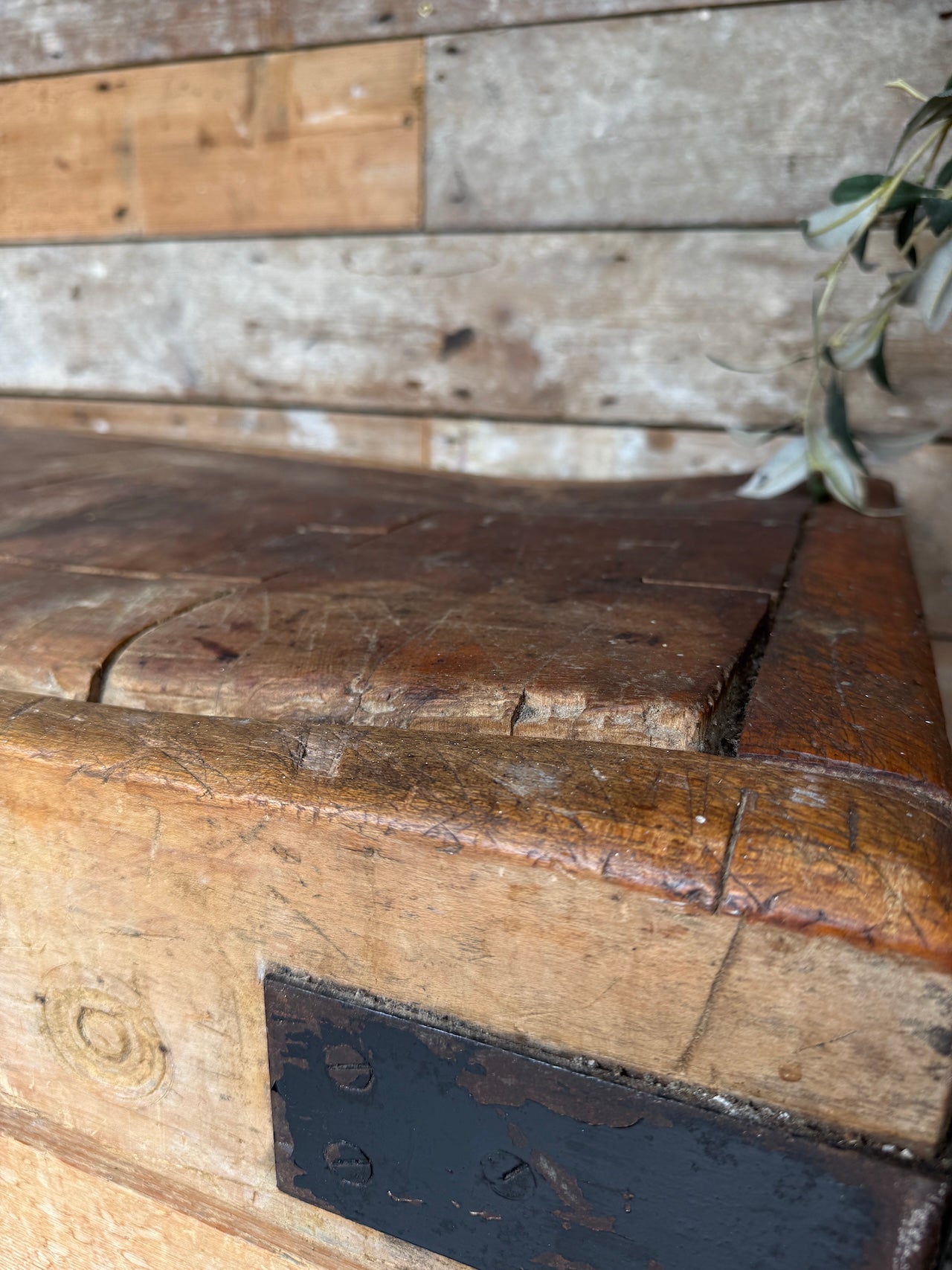 Antique Butchers Block With Through Drawers