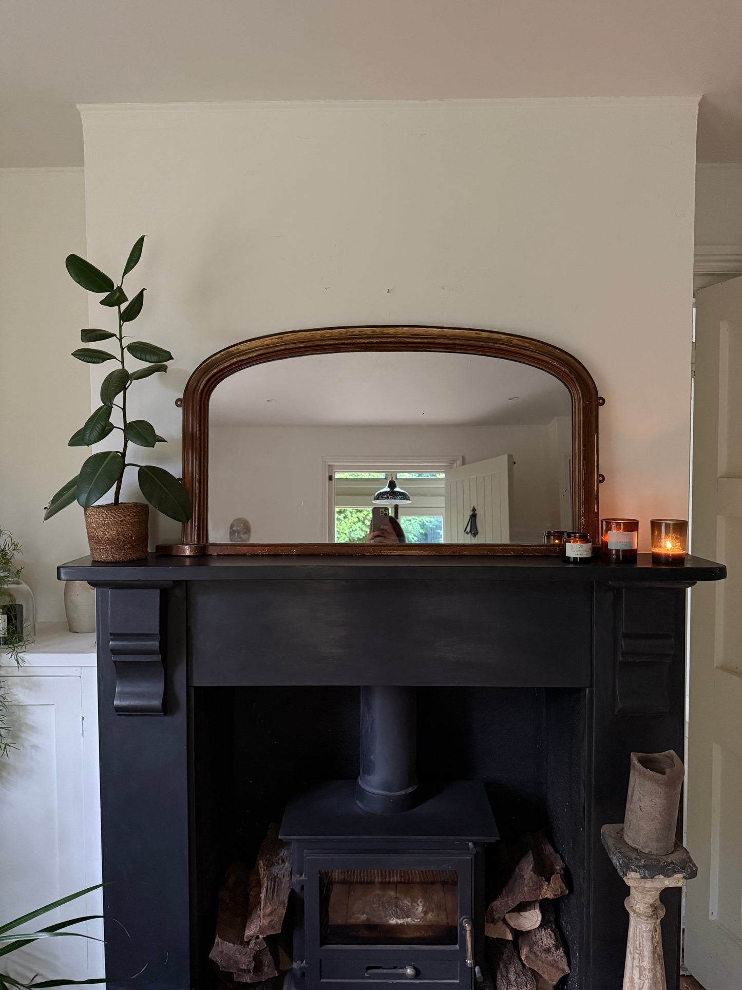 Handsome French overmantle mirror
