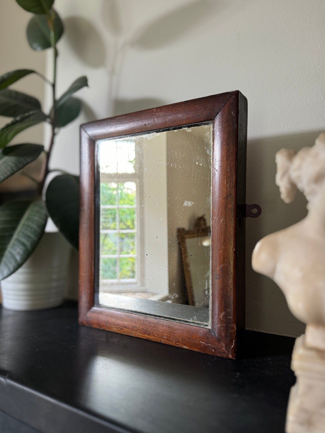 Small antique wood framed mirror