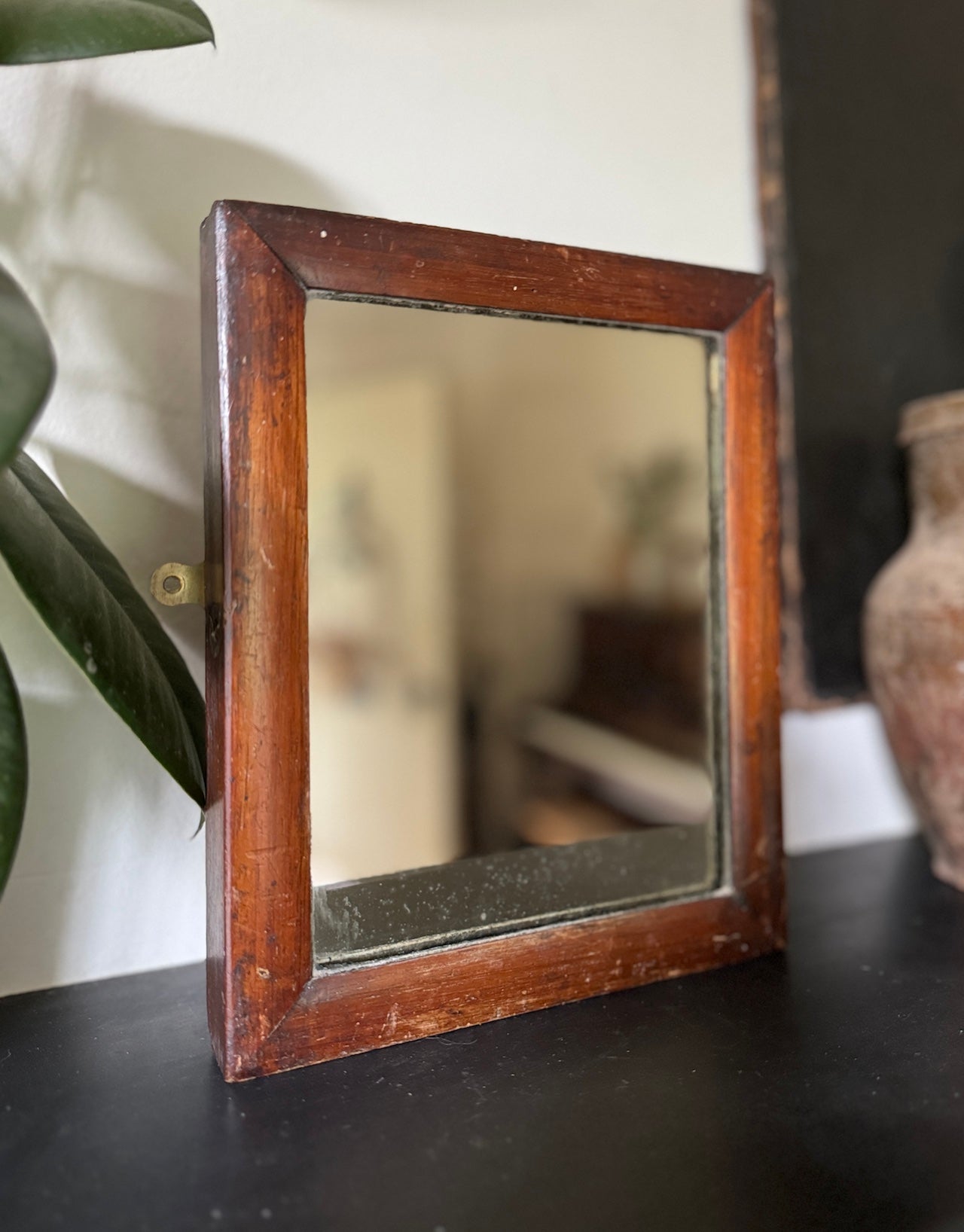 Small antique wood framed mirror