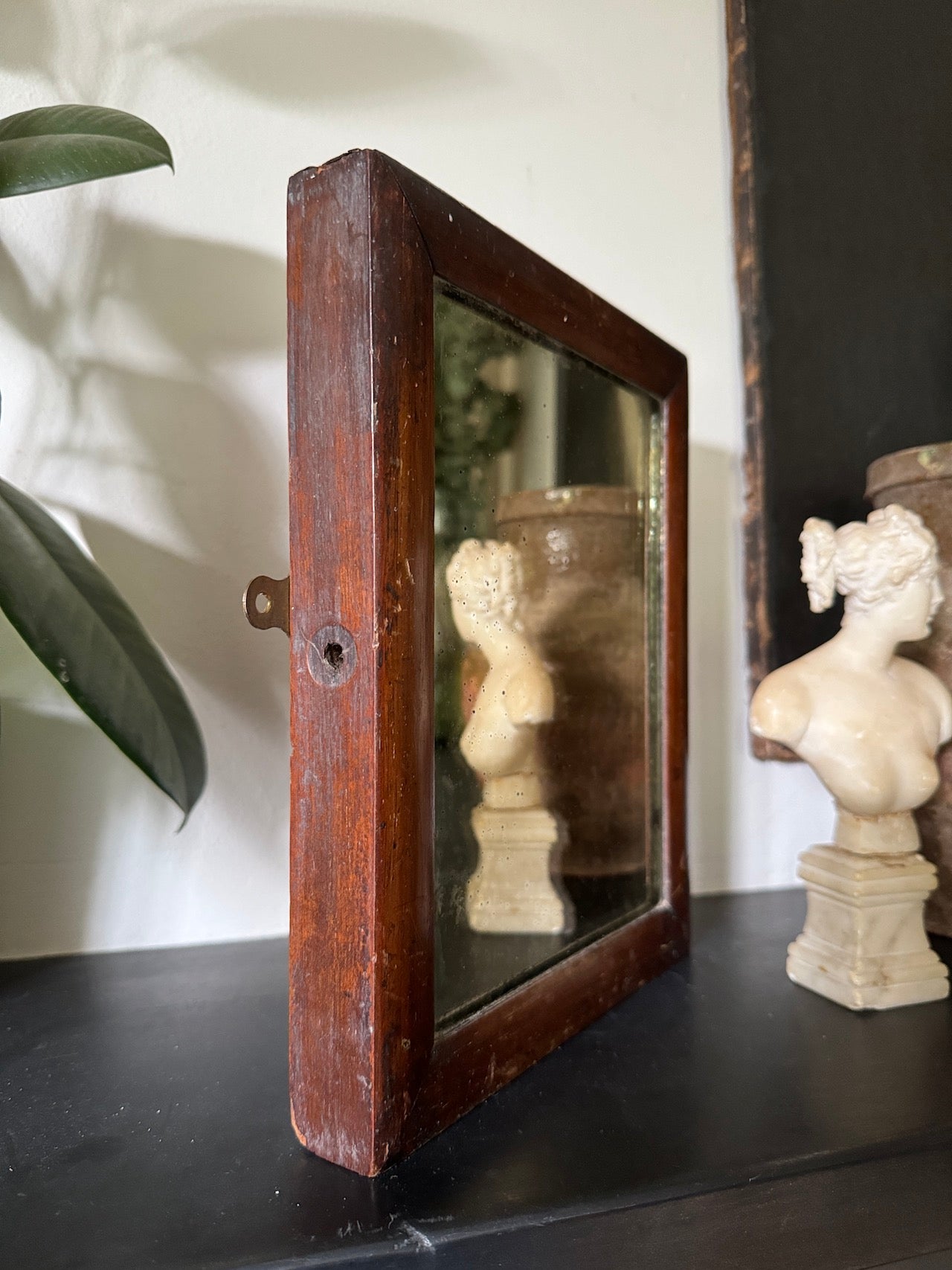 Small antique wood framed mirror