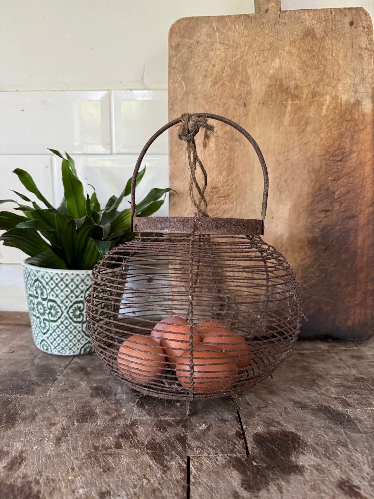 Vintage French egg basket