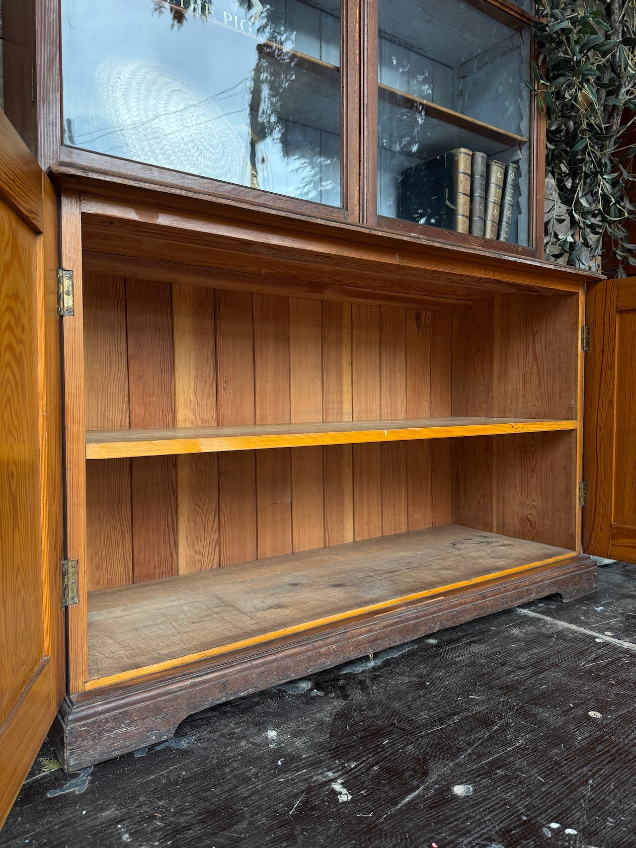 Glazed rustic Victorian bookcase