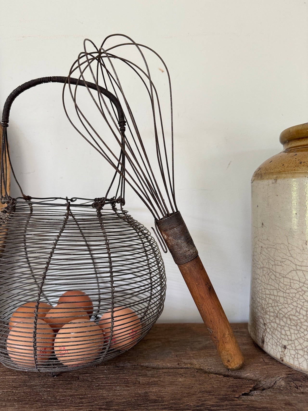 Vintage French extra large chef's whisk