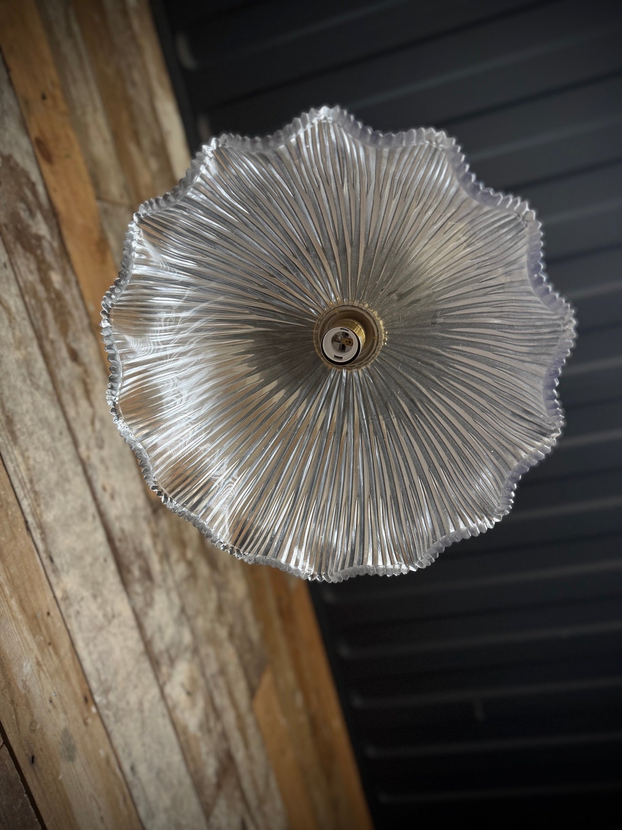 French style fluted glass pendant light