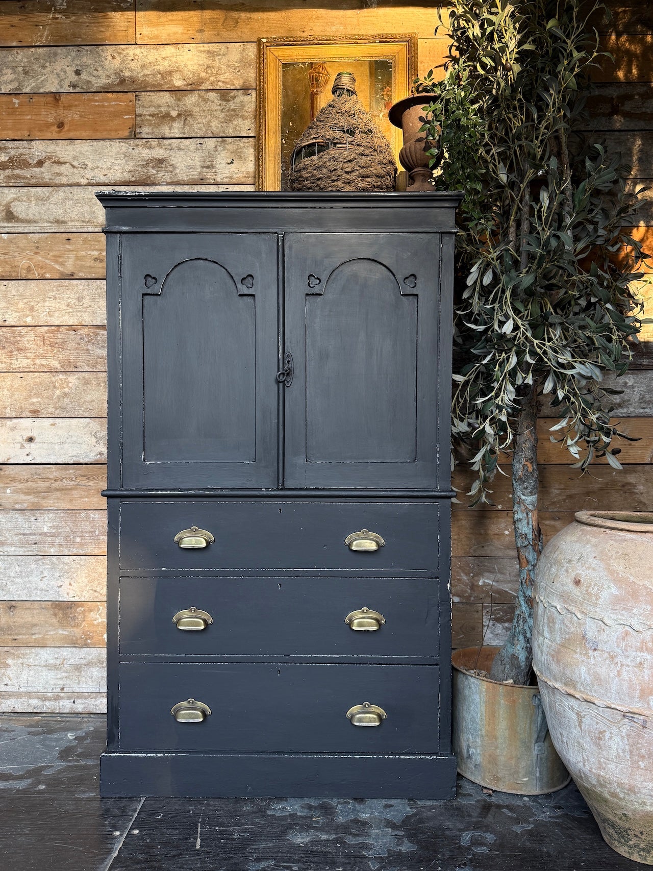 Sweet little antique housekeepers cupboard / linen press