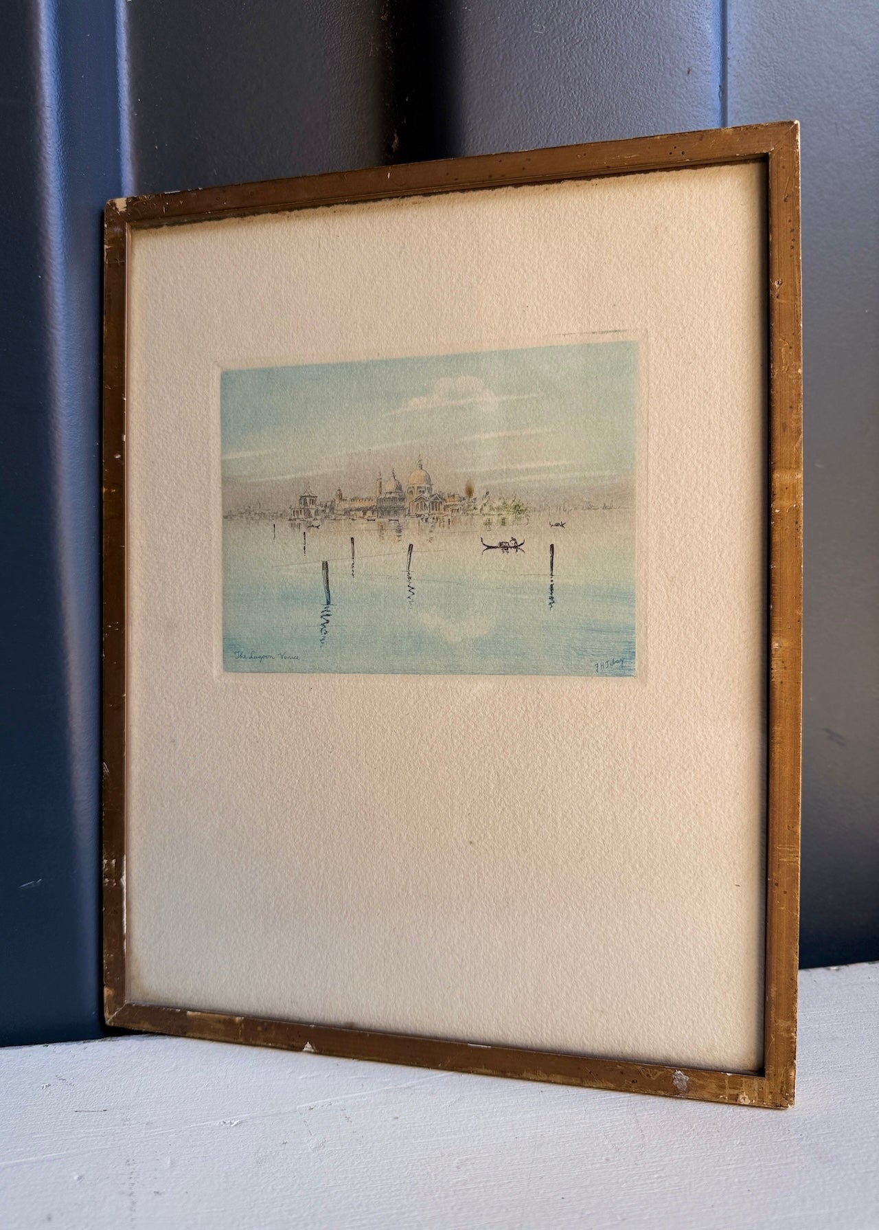 Framed watercolour of Venice Lagoon