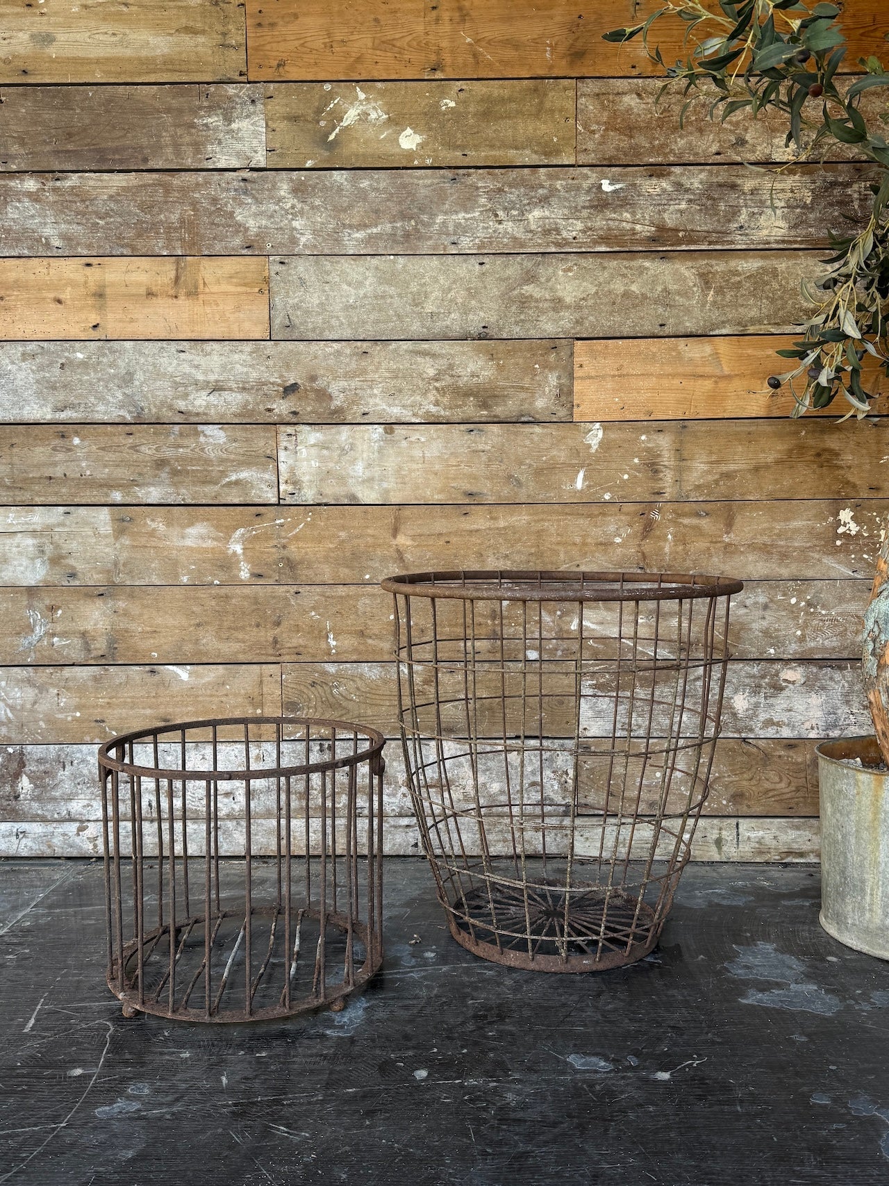 Small antique metal basket