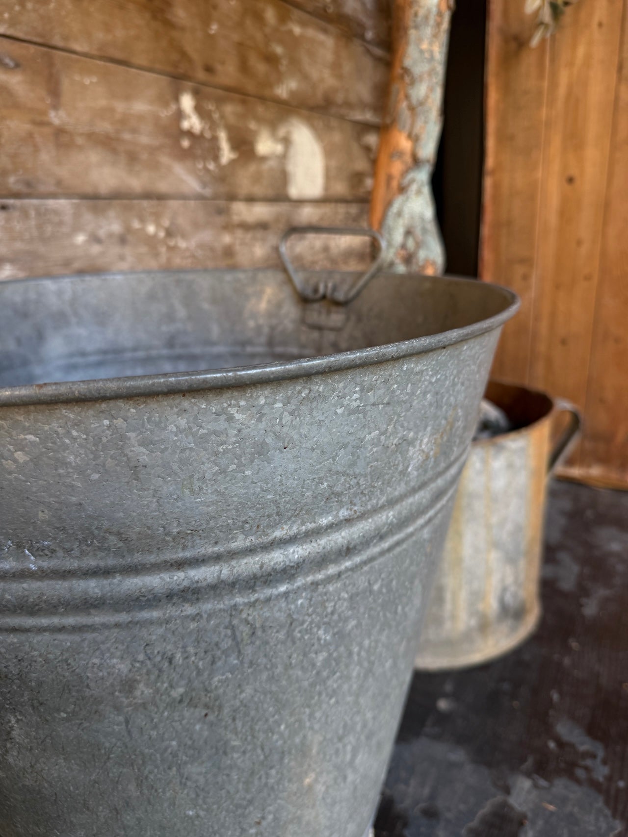 Pair of galvanised planters