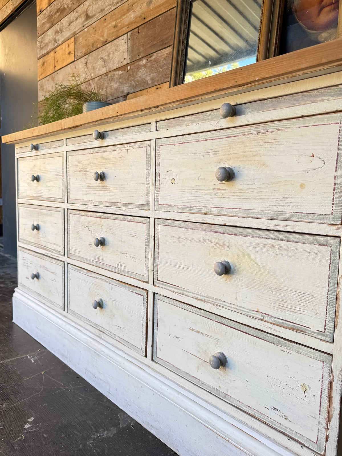 Tiled top bank of drawers