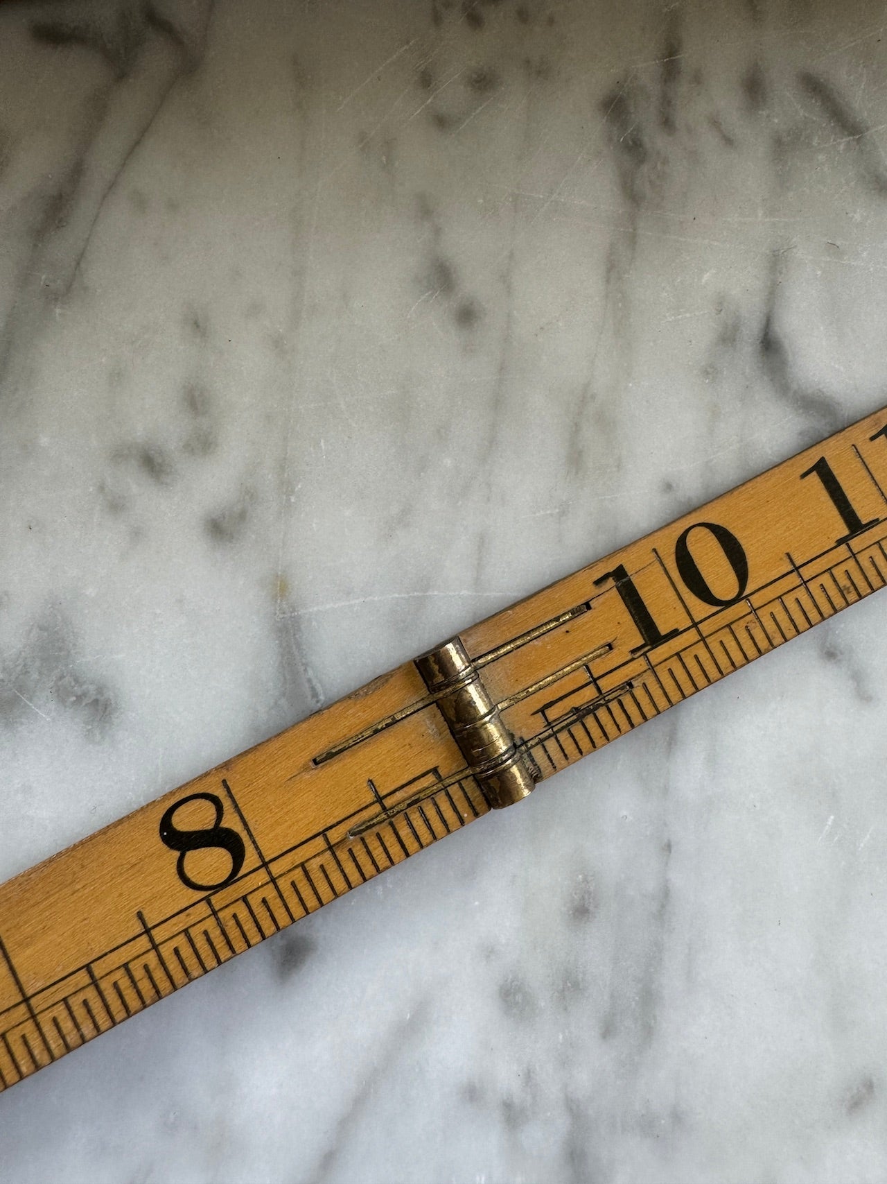 Vintage boxwood and brass ruler