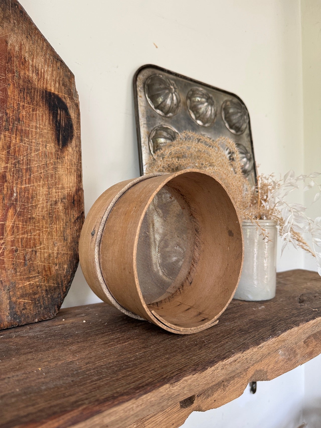 Small vintage bentwood sieve