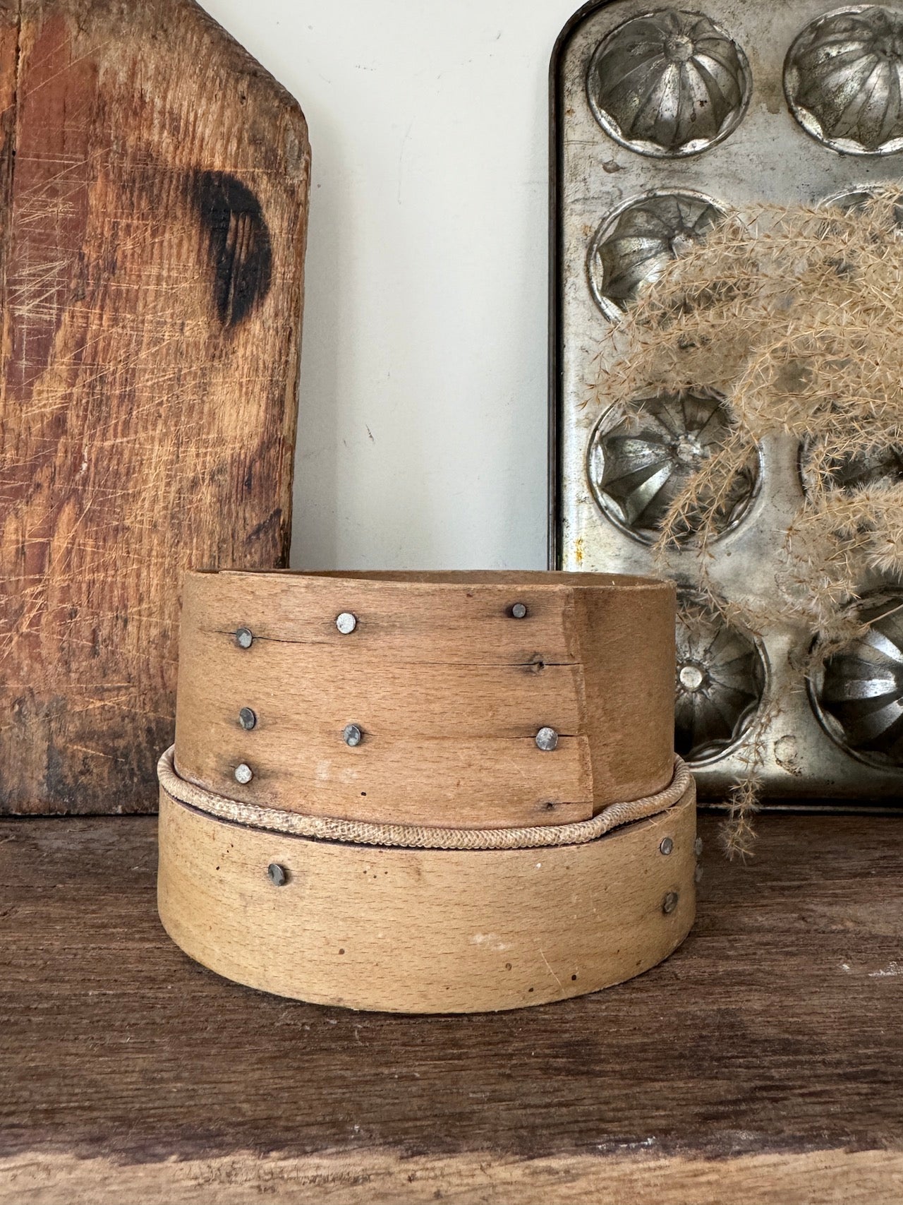 Small vintage bentwood sieve