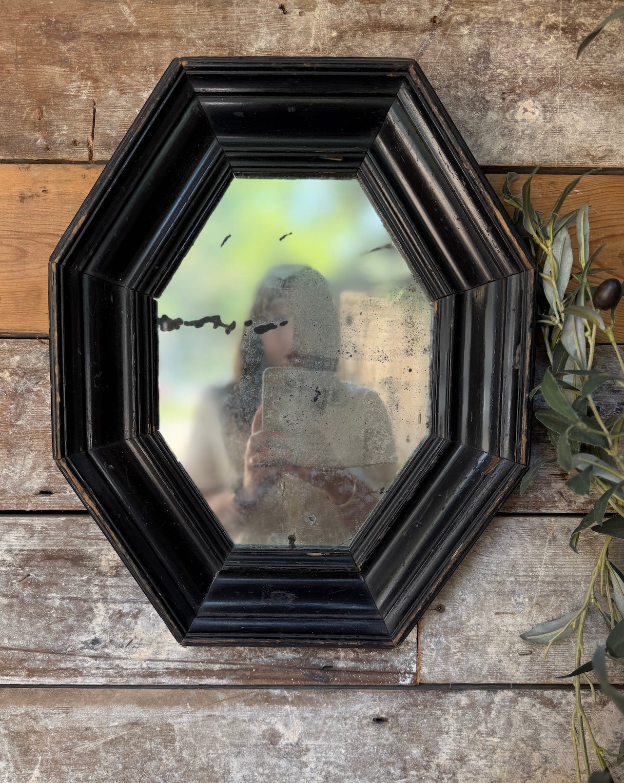 Rustic French octagonal mirror