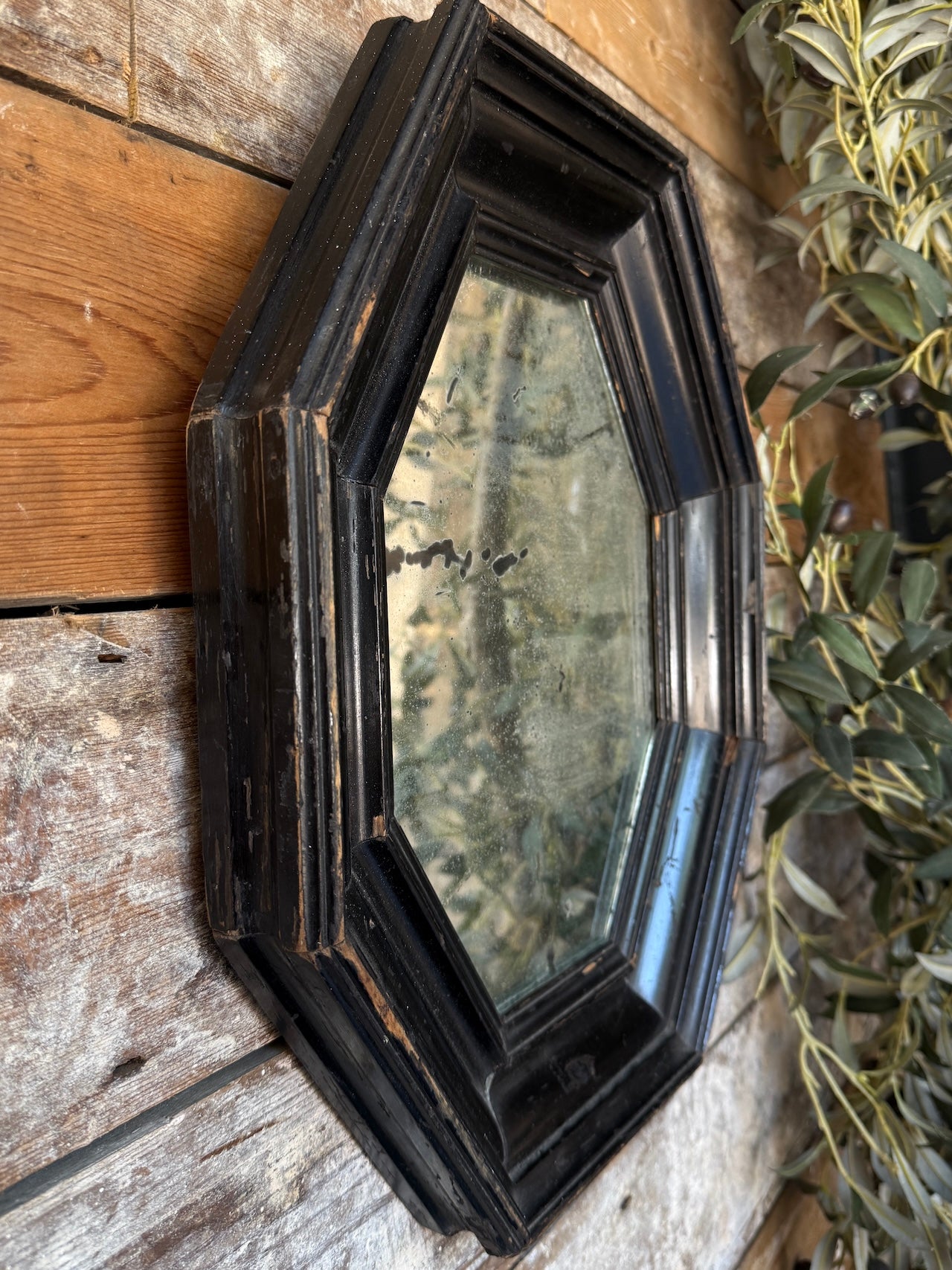 Rustic French octagonal mirror