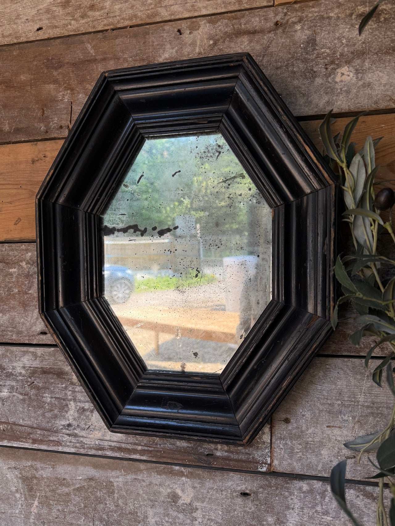 Rustic French octagonal mirror