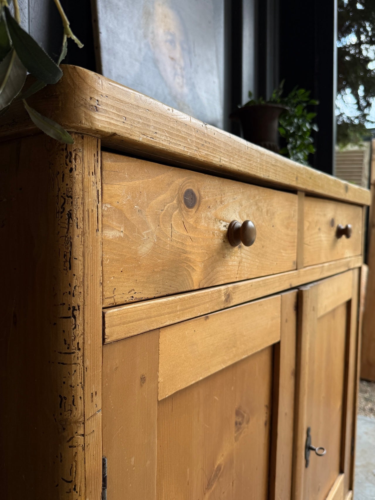 Rustic old pine sideboard