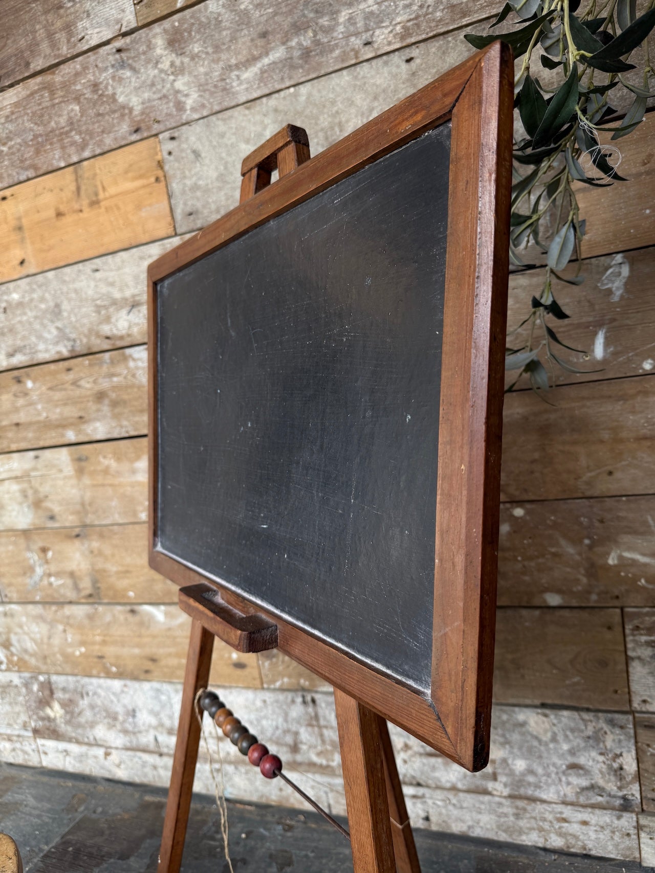 Fabulous vintage French easel chalkboard and school chair