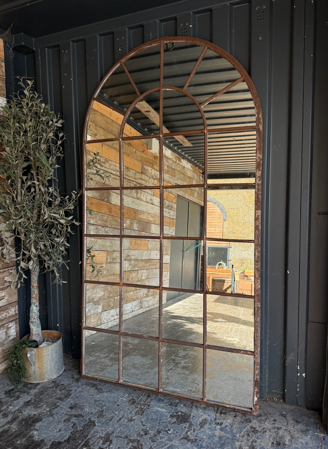 Industrial crittall mirrored window frame