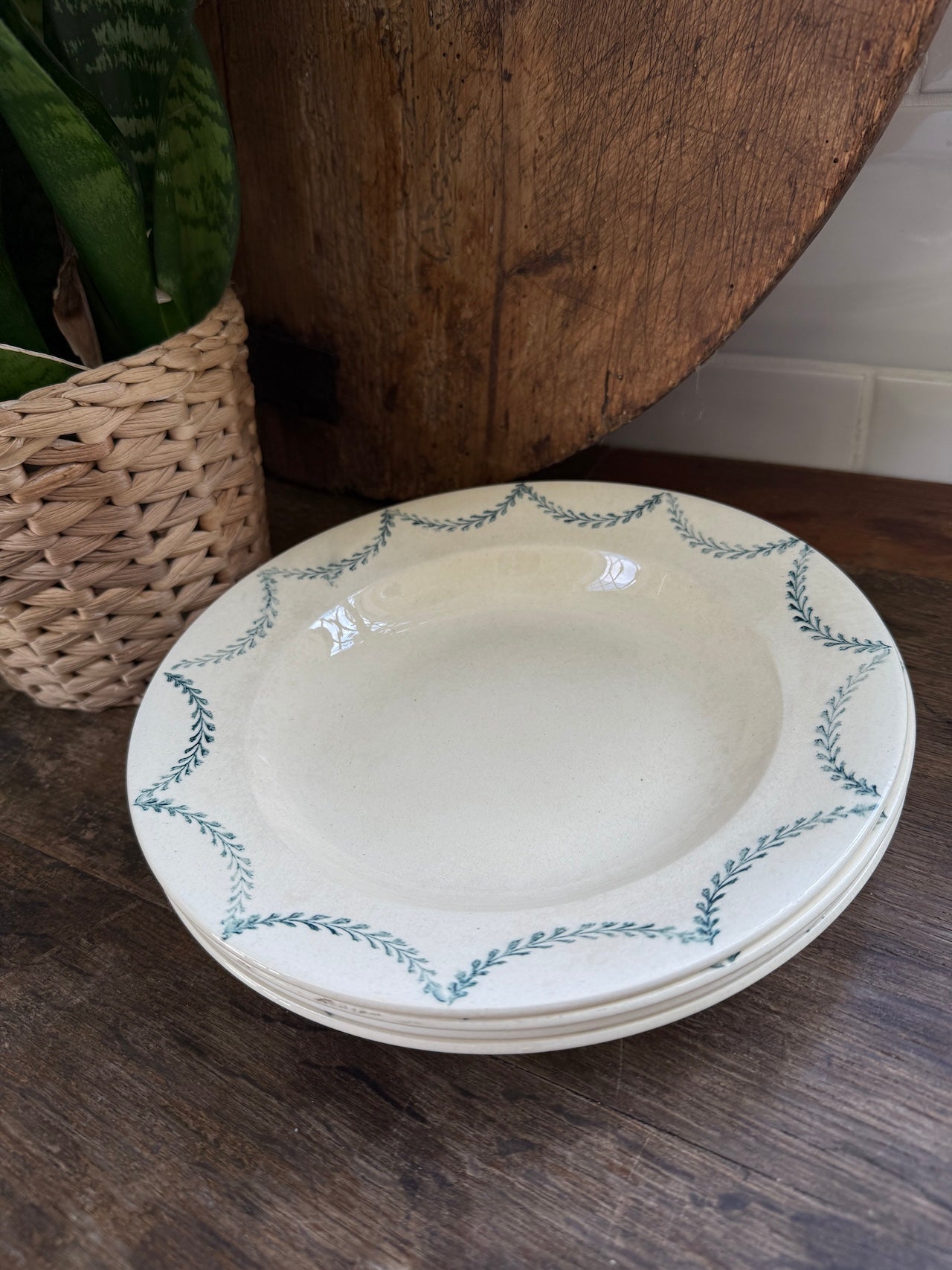 Set of 4 vintage French shallow bowls