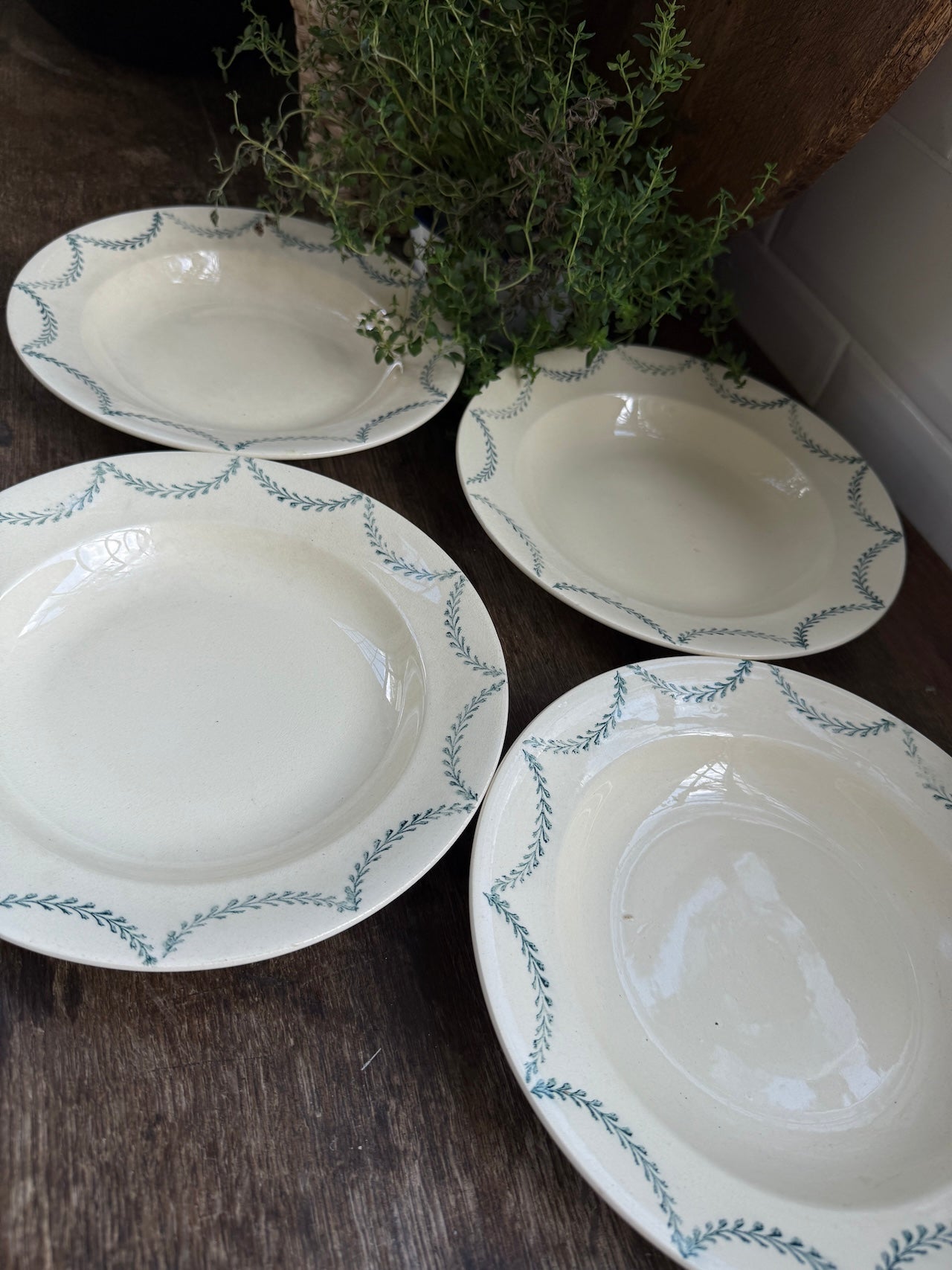 Set of 4 vintage French shallow bowls