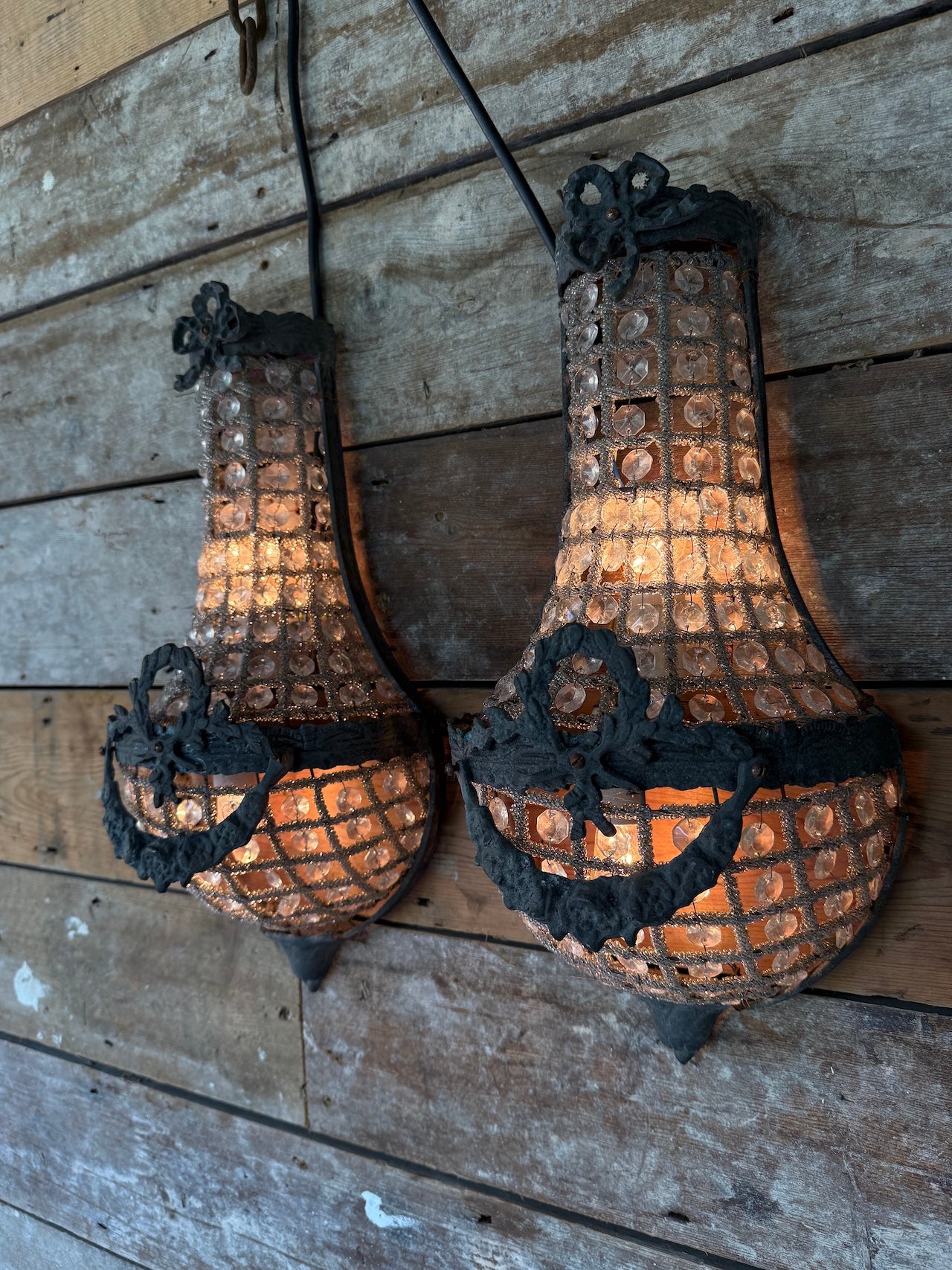 Pair of chandelier wall lights