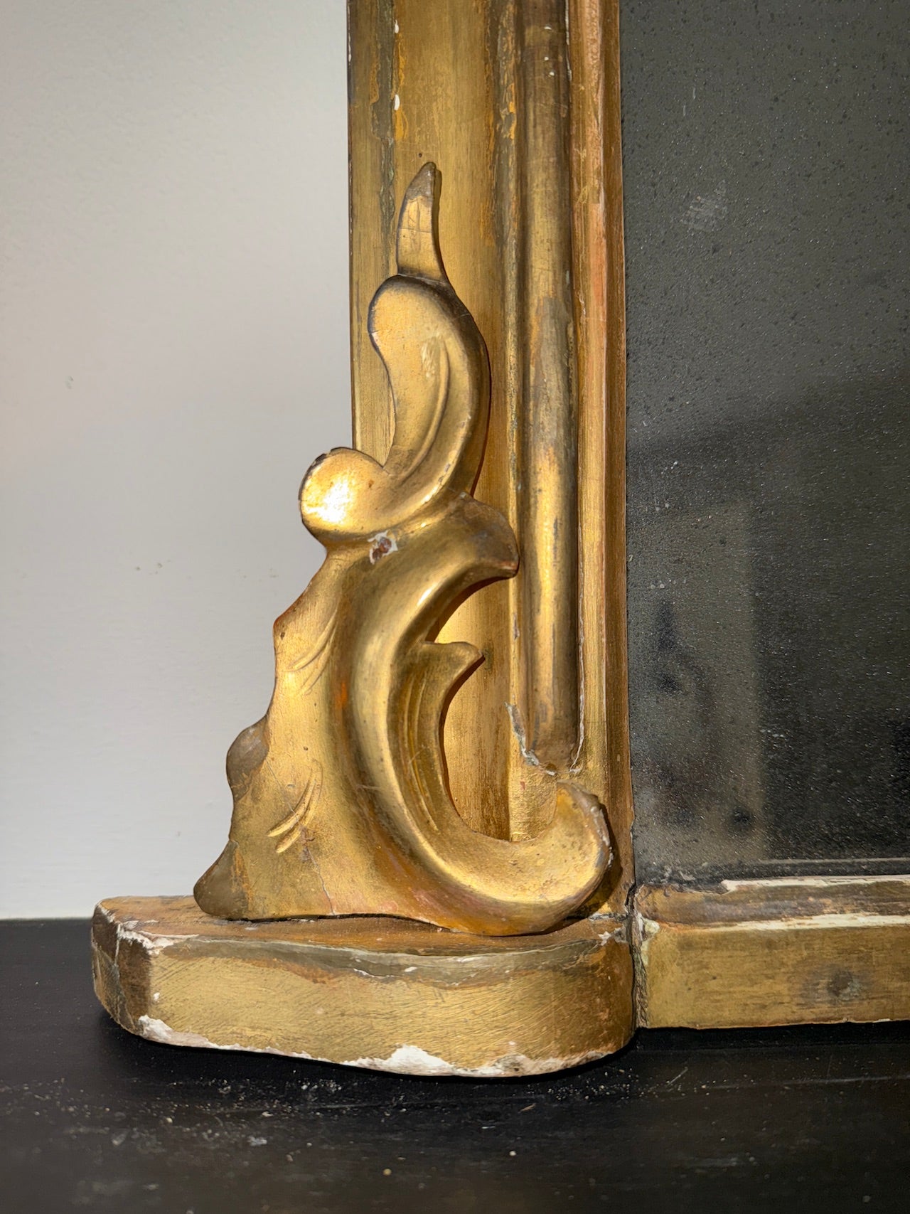 Beautiful French gilt overmantle mercury glass mirror