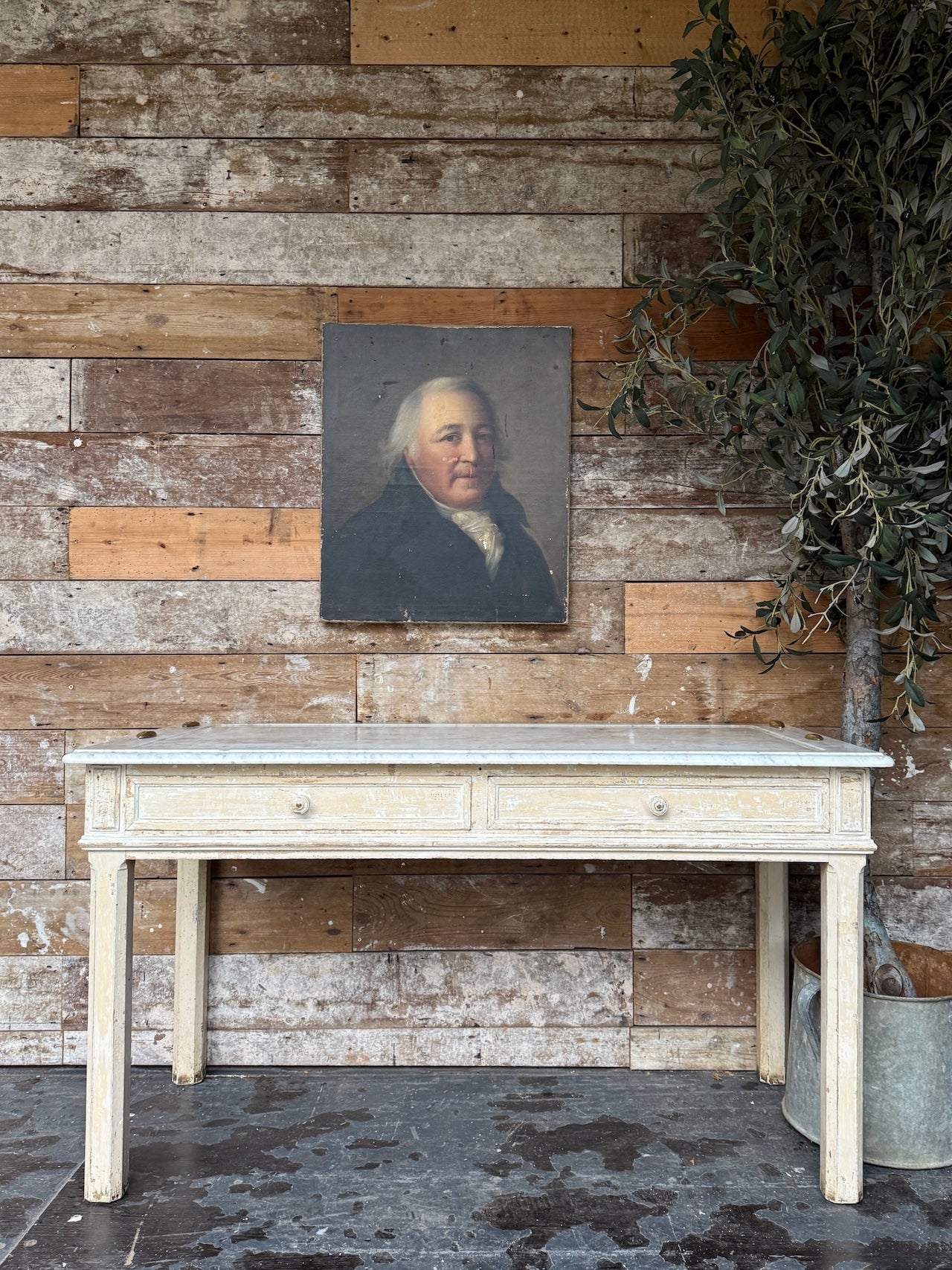 French console table with marble top