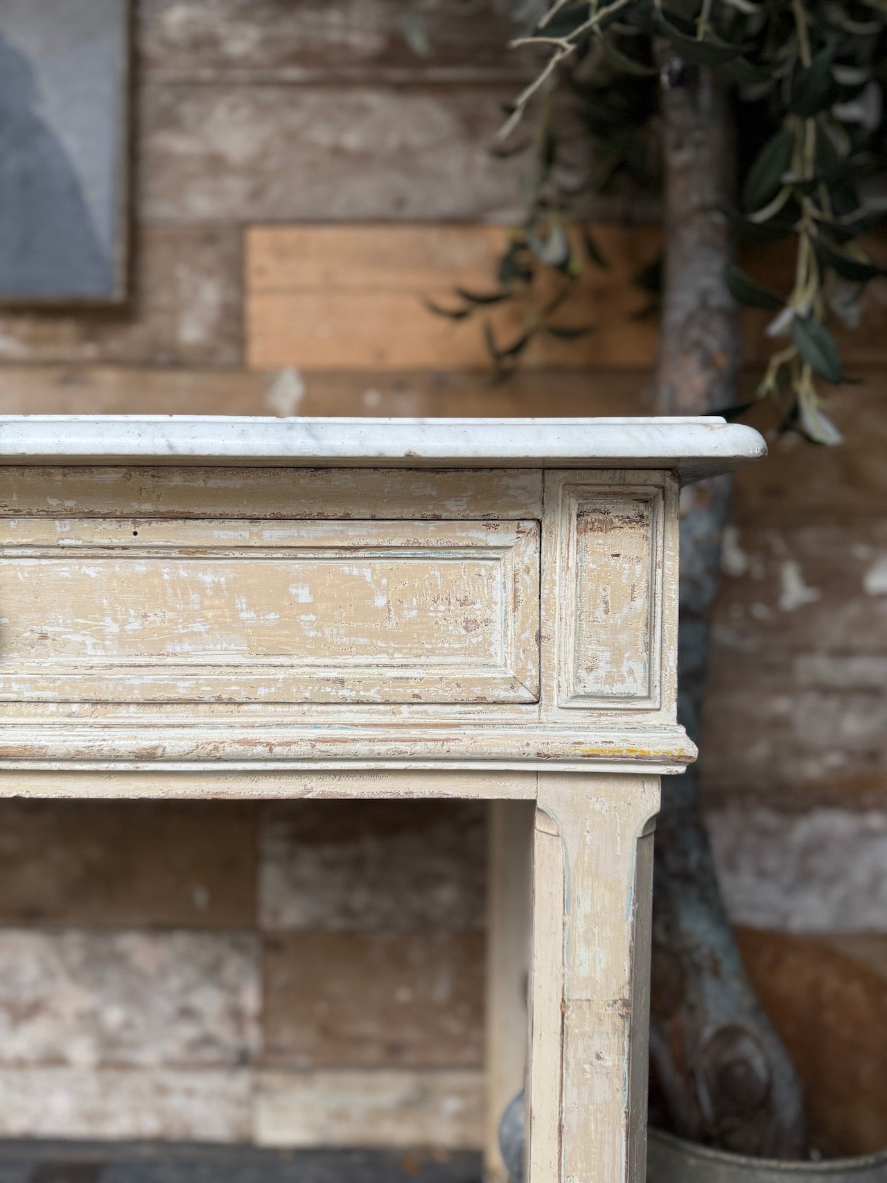 French console table with marble top