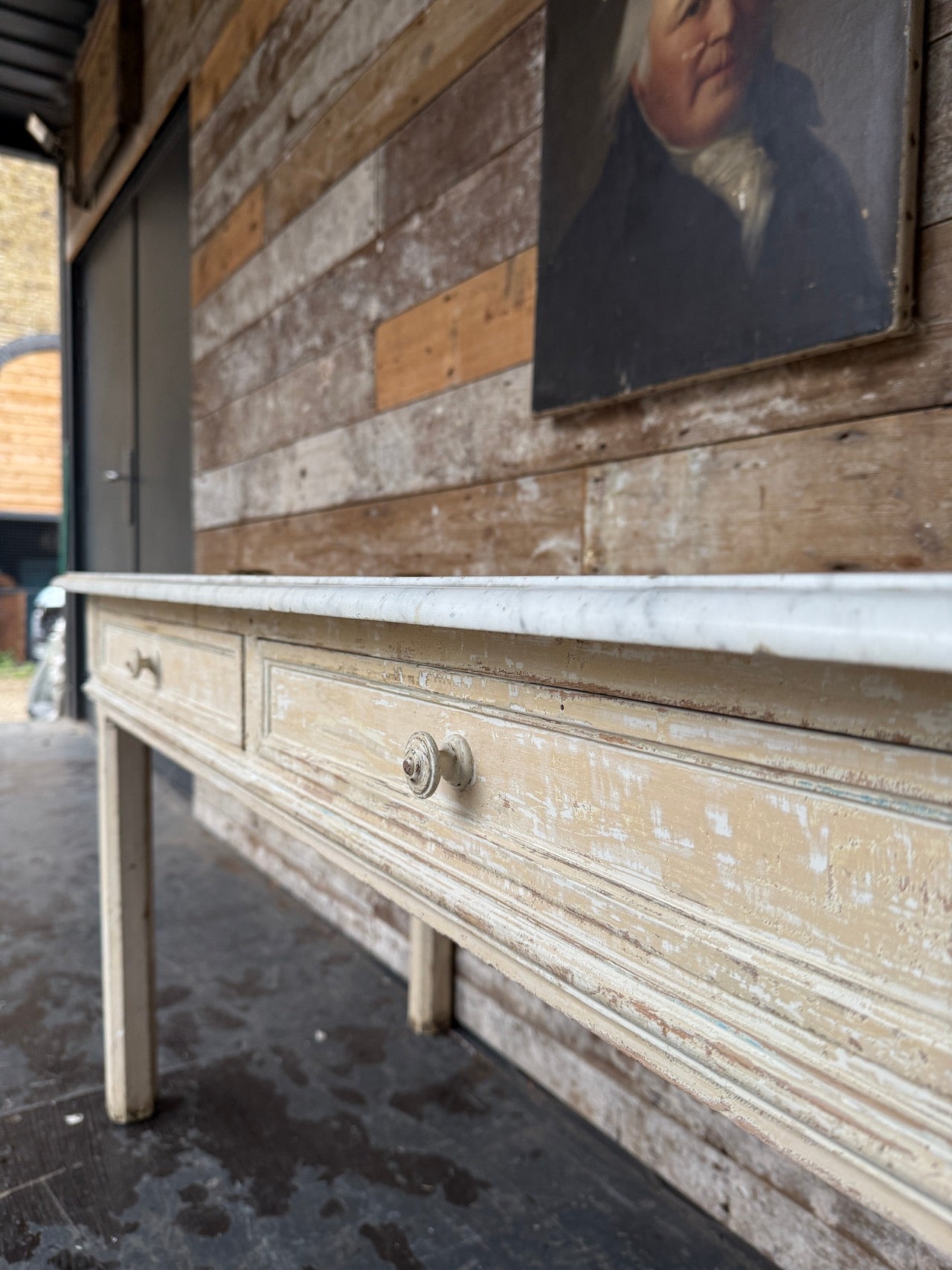 French console table with marble top