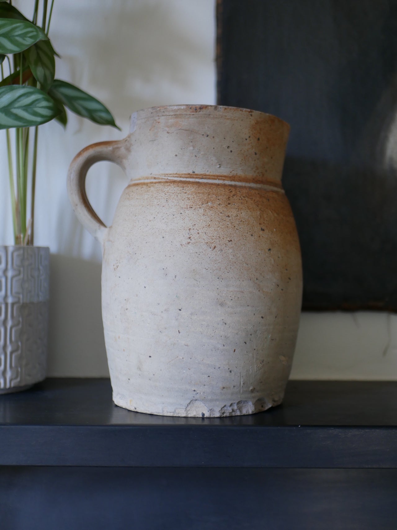 Large Antique French Earthenware Jug