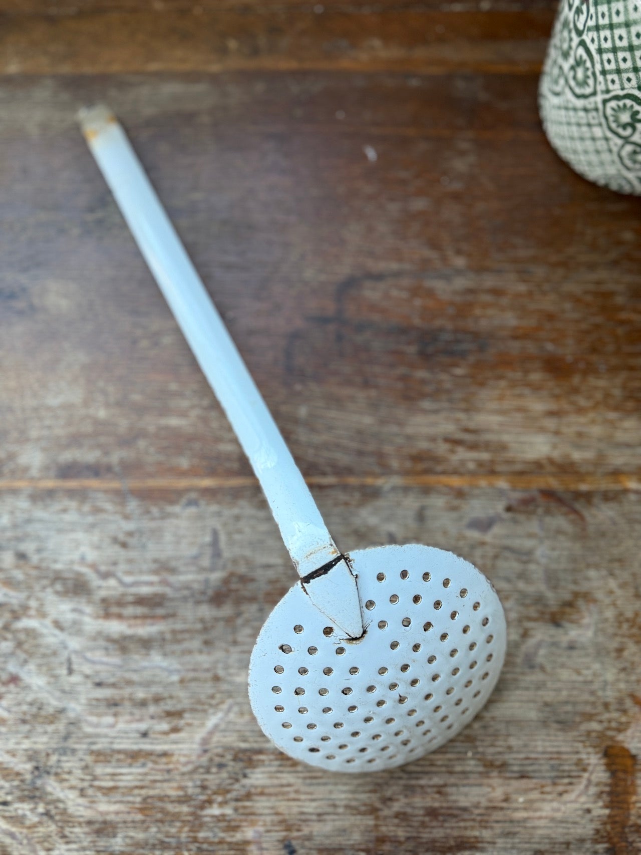 Vintage French enamel strainer