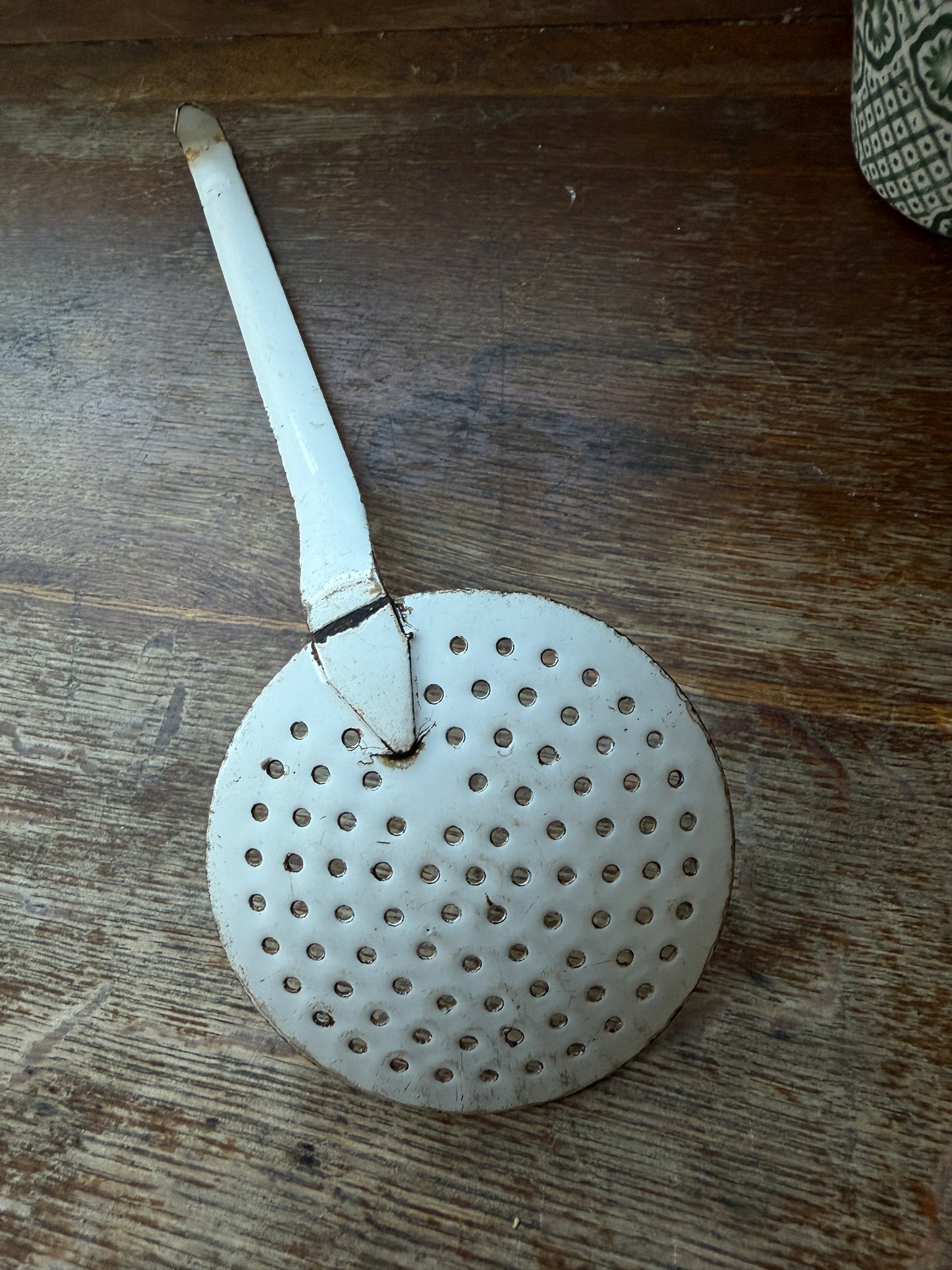 Vintage French enamel strainer