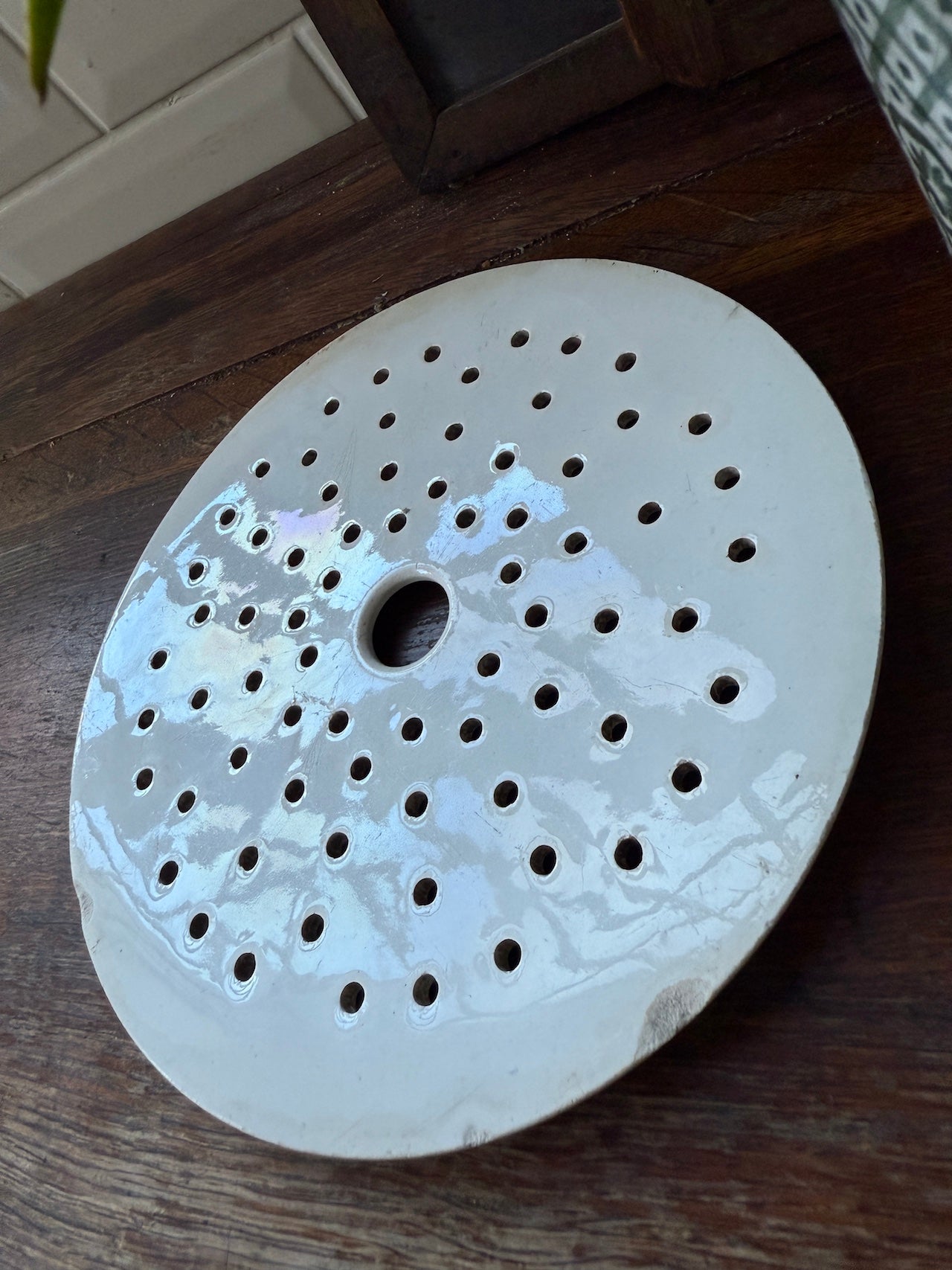 Antique French ironstone strainer
