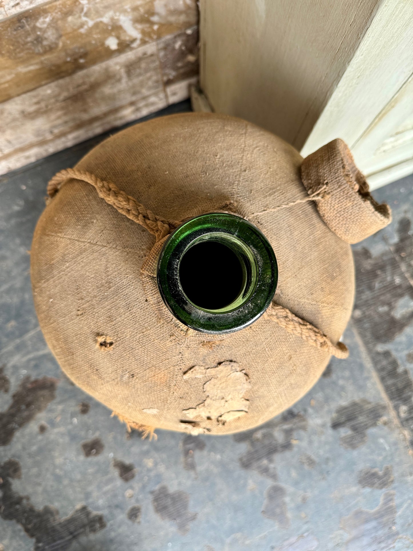 Vintage French demi john bottle in case