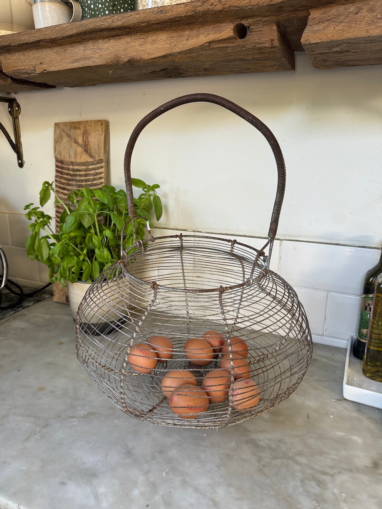 Rare XXL vintage French egg basket