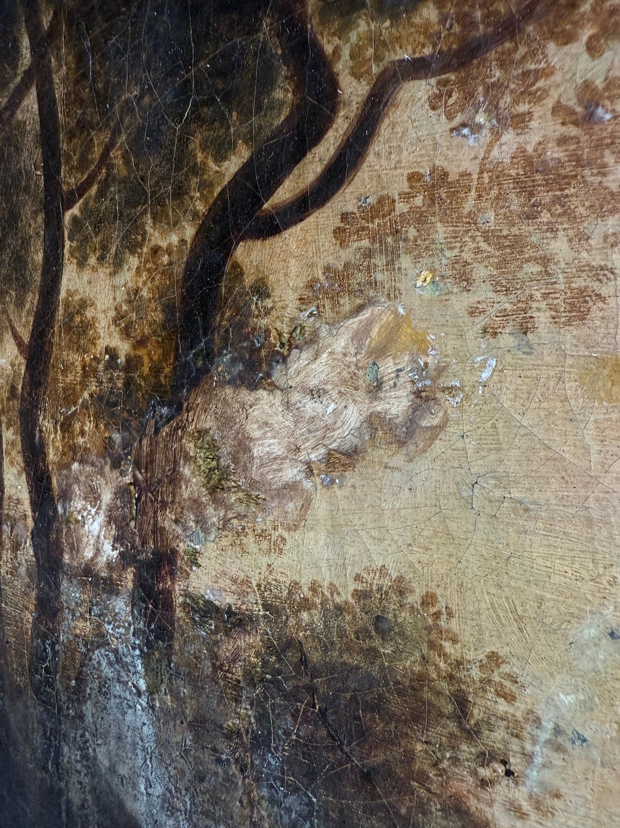 Aged oil landscape painting