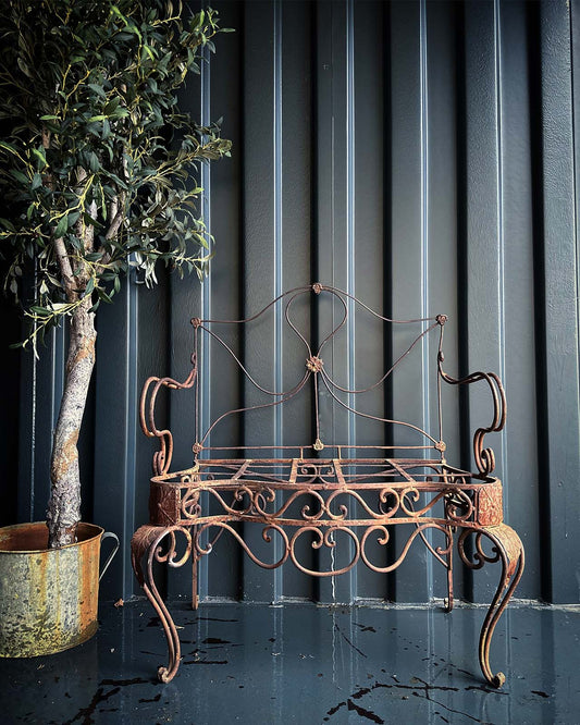 Antique Wrought Iron Bench