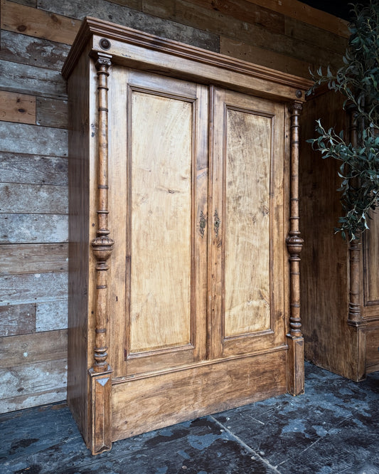 Vintage pine cloaks cupboard / child's wardrobe