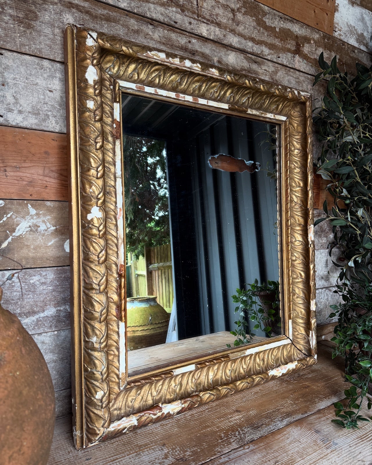 Foxed French gilt mirror