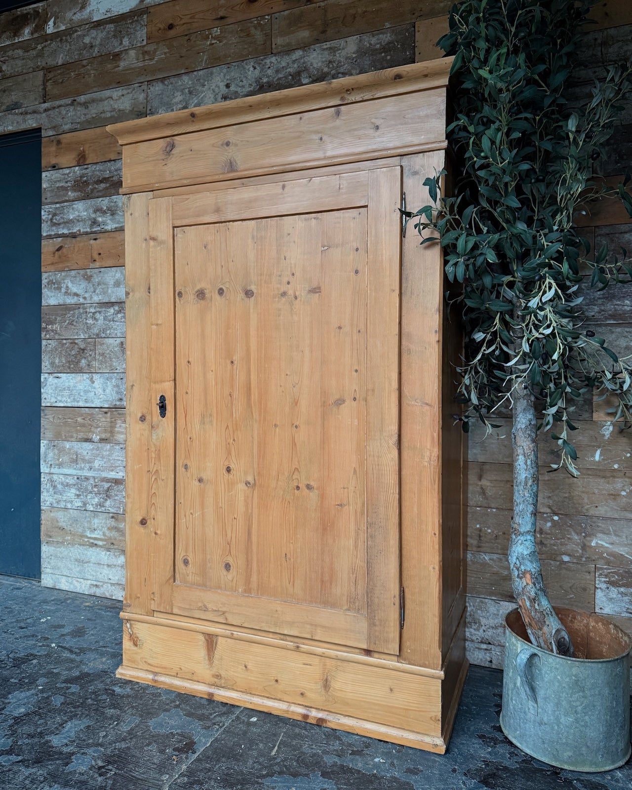 Vintage pine cloaks cupboard / child's wardrobe