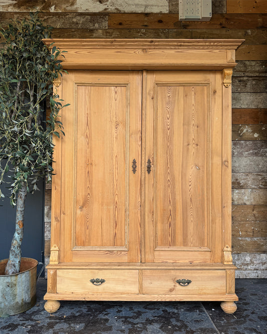 Lovely old pine child's wardrobe / cloaks cupboard