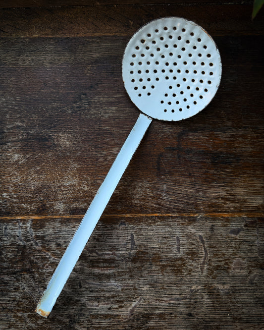 Vintage French enamel strainer